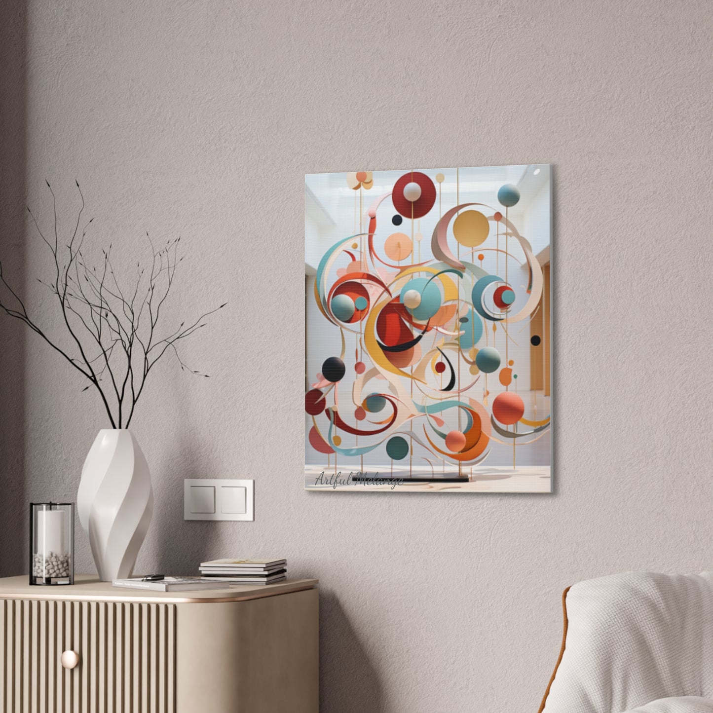 Harmony in Cyan and Peach- Graphic Print