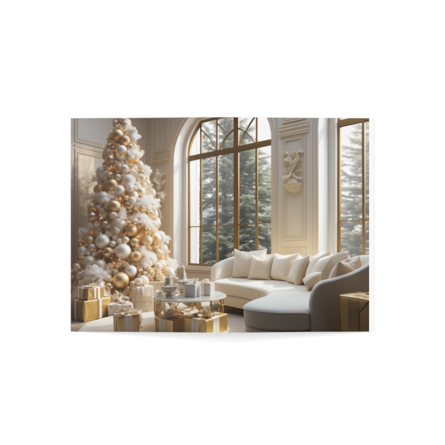 Elegance in Gold & White Christmas Notecards (1, 10, 30, and 50pcs)