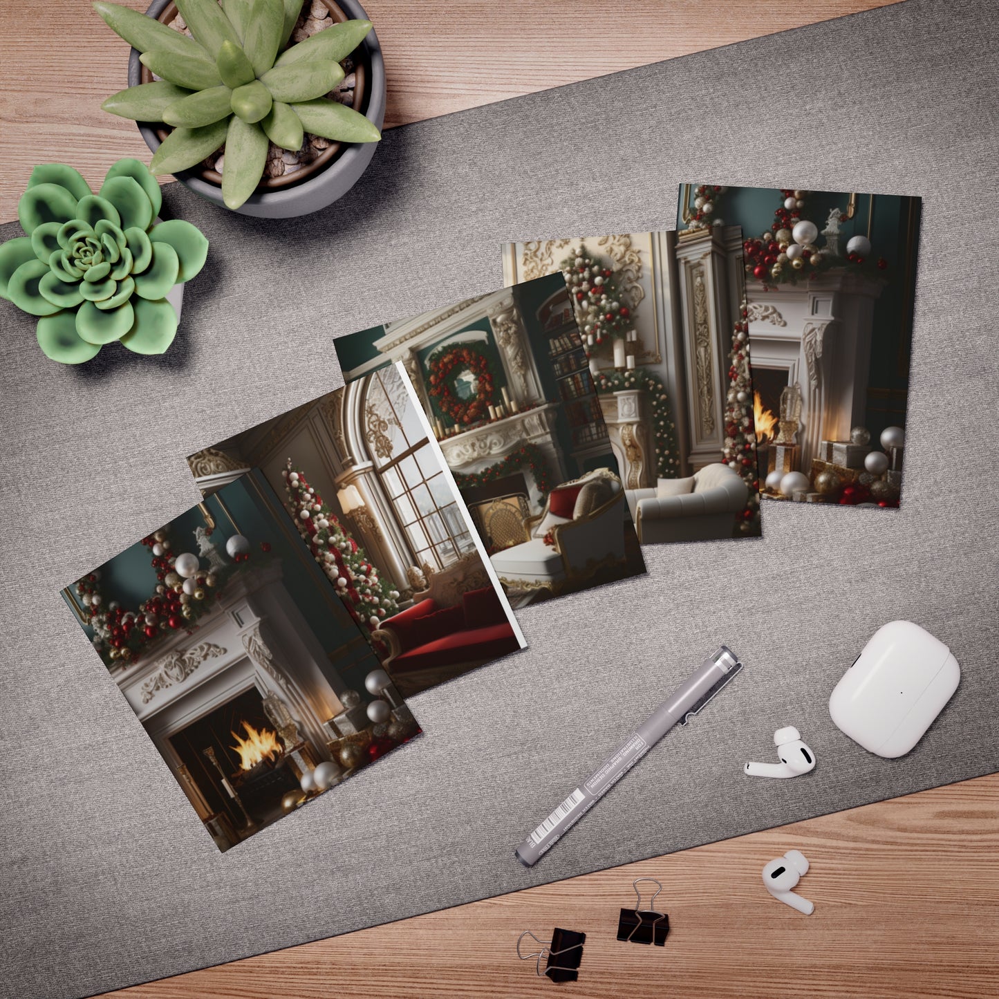 Regal Radiance: Opulent Christmas Greeting Cards (5-Pack)