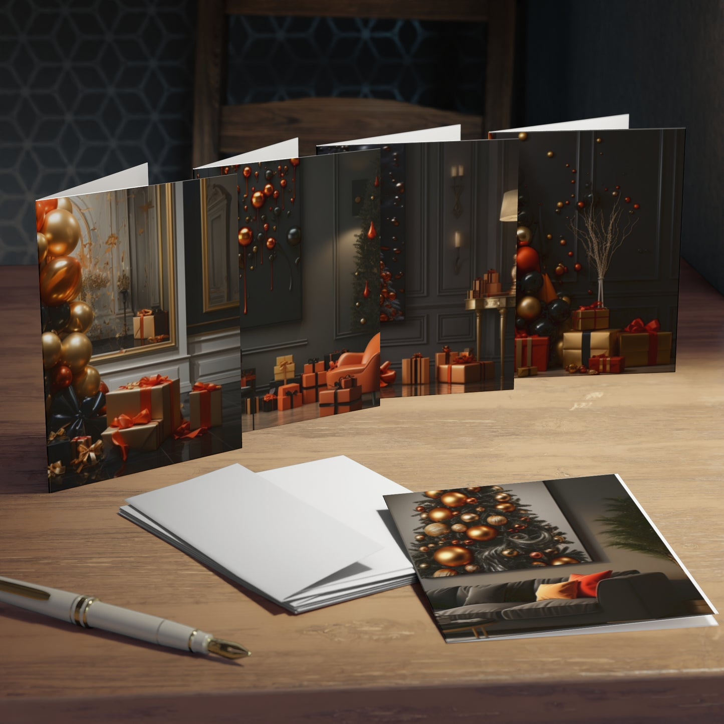 Euphoric Elegance: Vibrant Holiday Greeting Card Set (5-Pack)