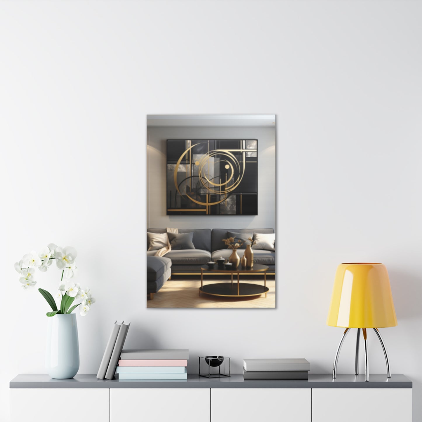 Gold and Black Elegance: A Symphony of Sophistication Canvas Print