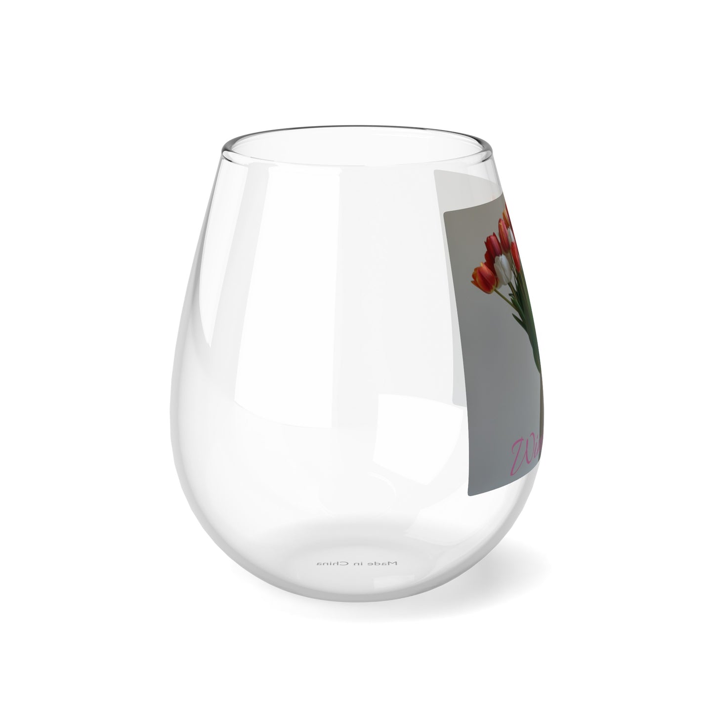 Floral Elegance Stemless Wine Glass, 11.75oz