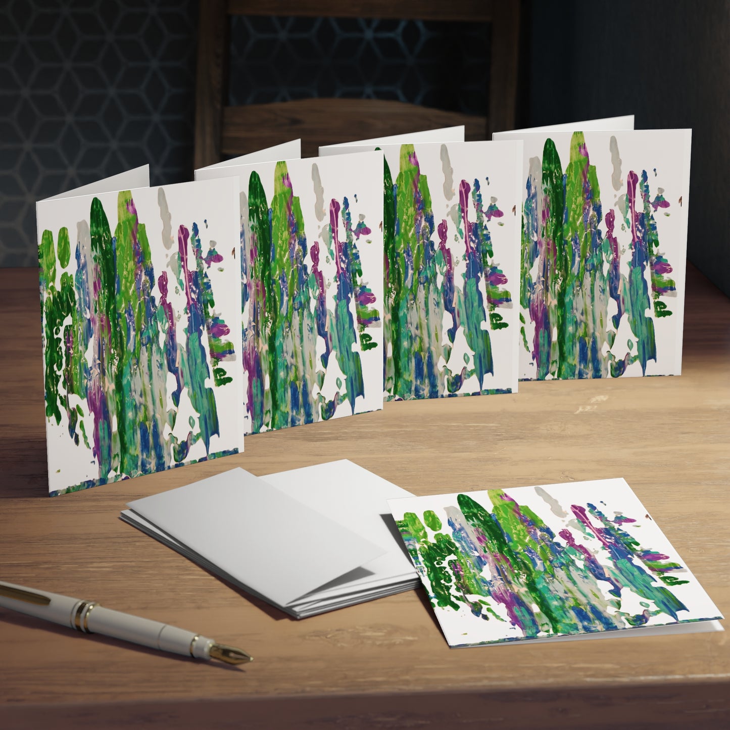 Elegance in Ink: Abstract Art Note Card Set(5-Pack)