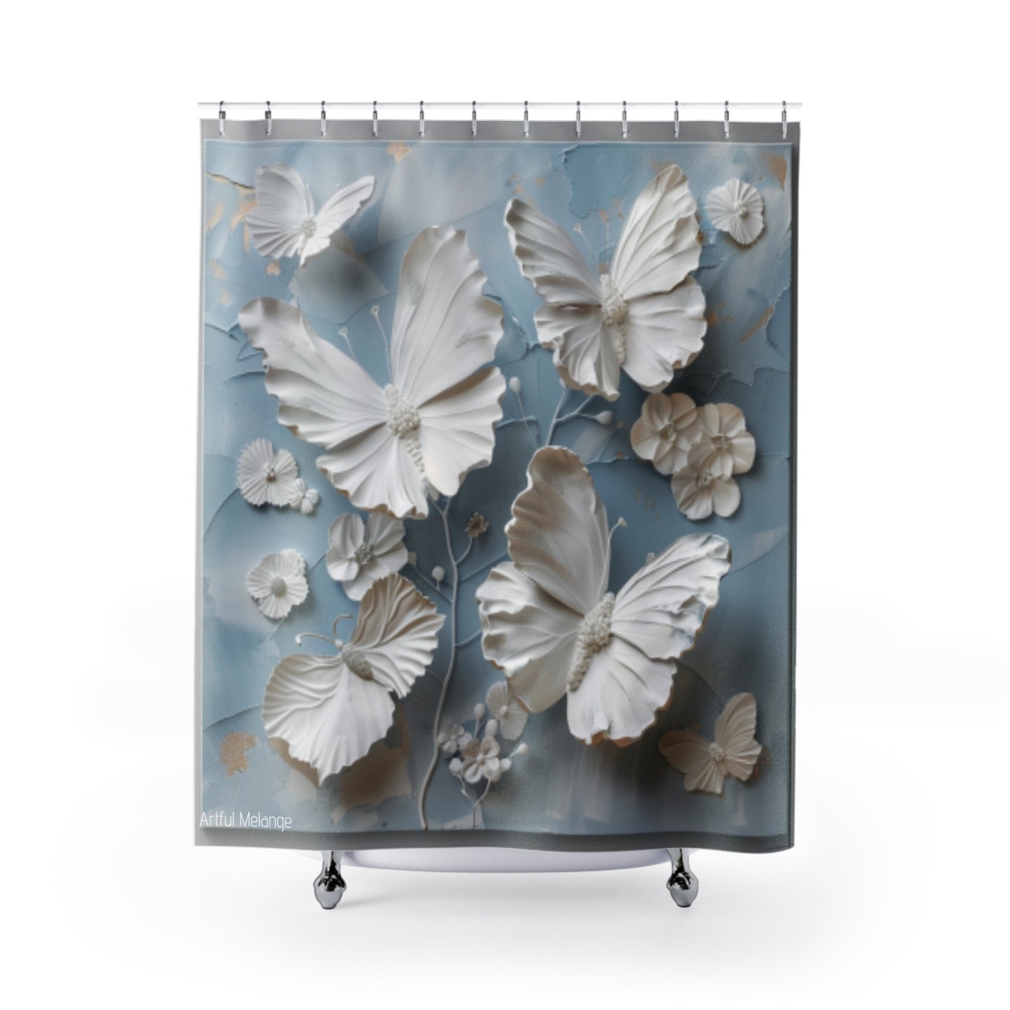Fluttering Splendor Butterfly Shower Curtains