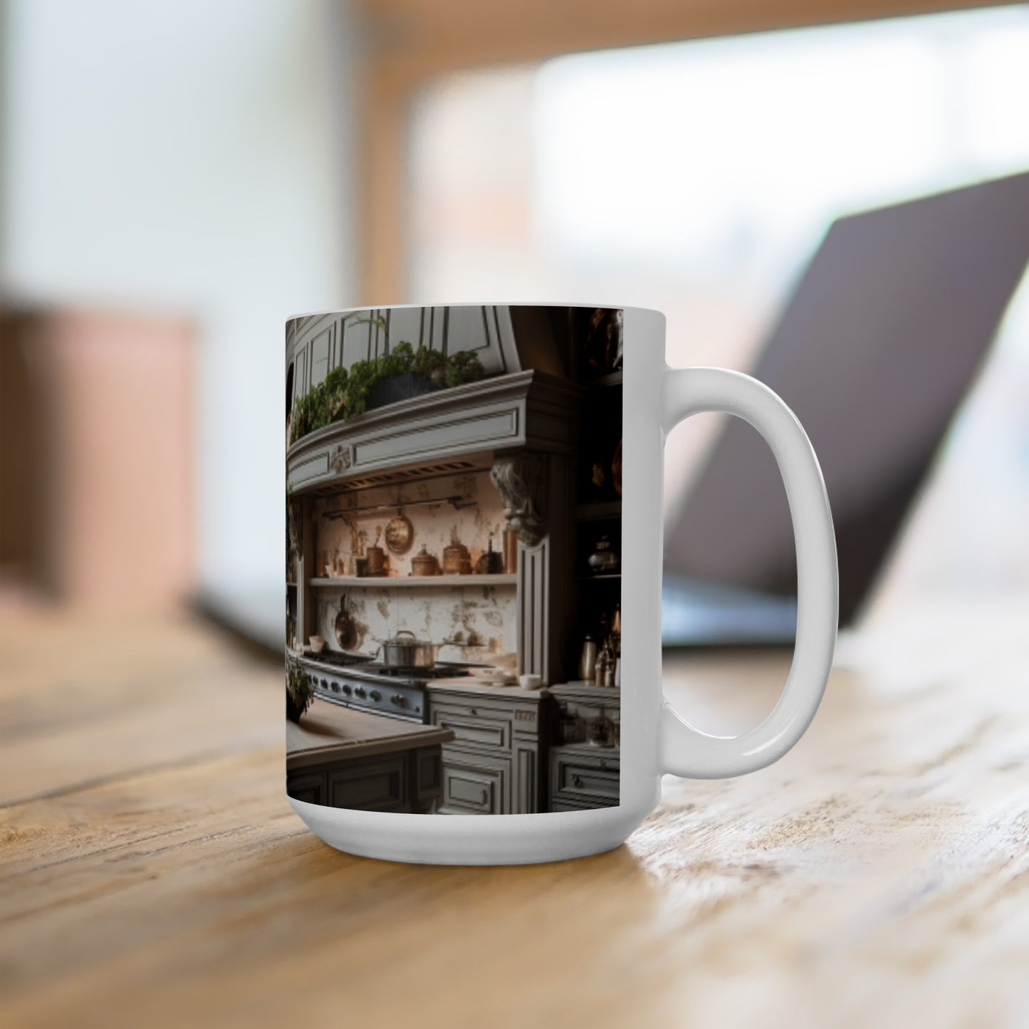 Elegant Kitchen Themed Ceramic Mug 15oz