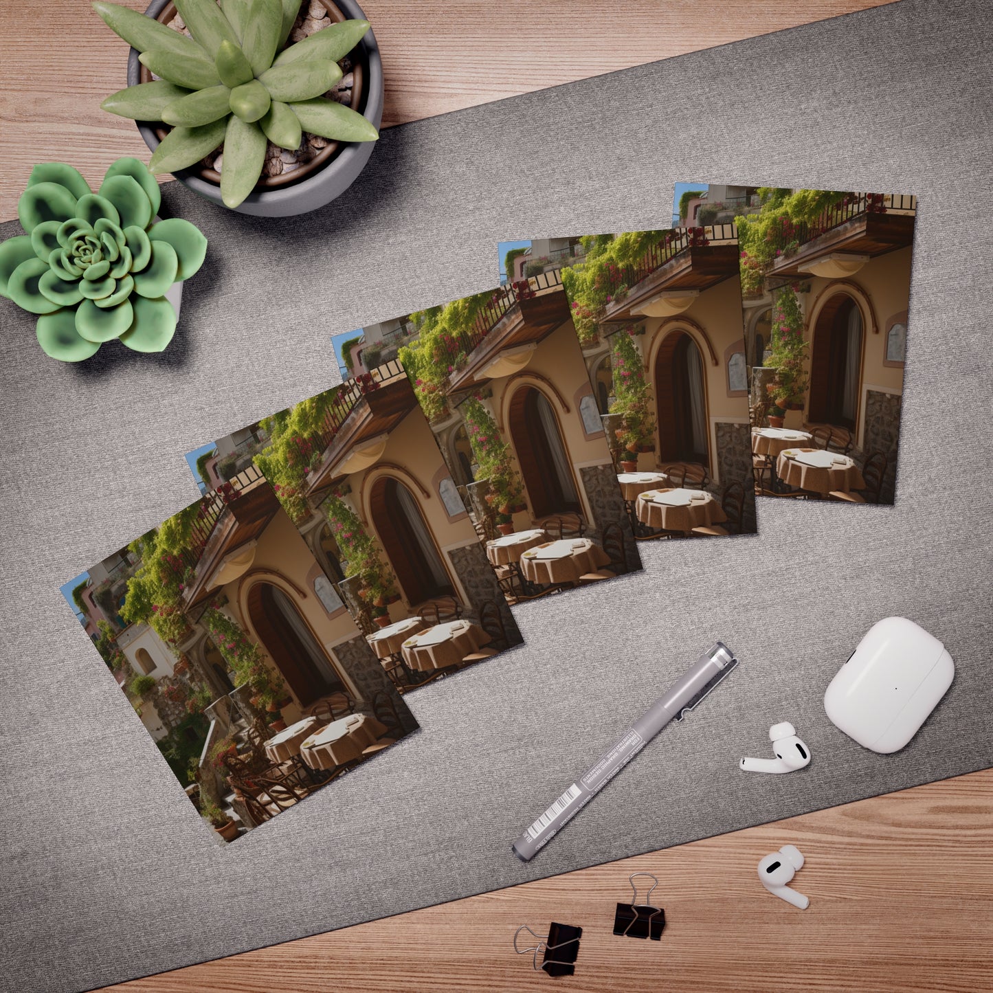 Italian Hillside Scene Design Note Cards (5-Pack)
