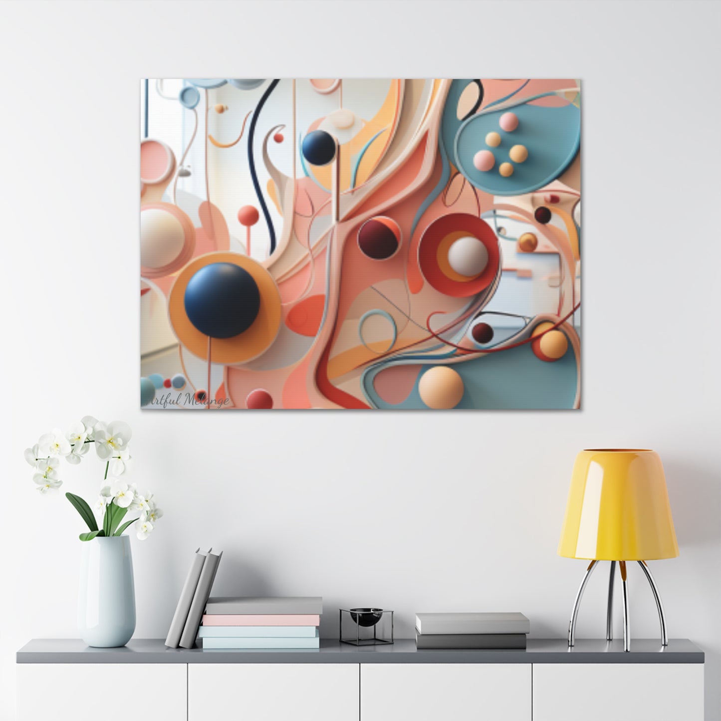Harmony in Cyan and Peach- Graphic Print