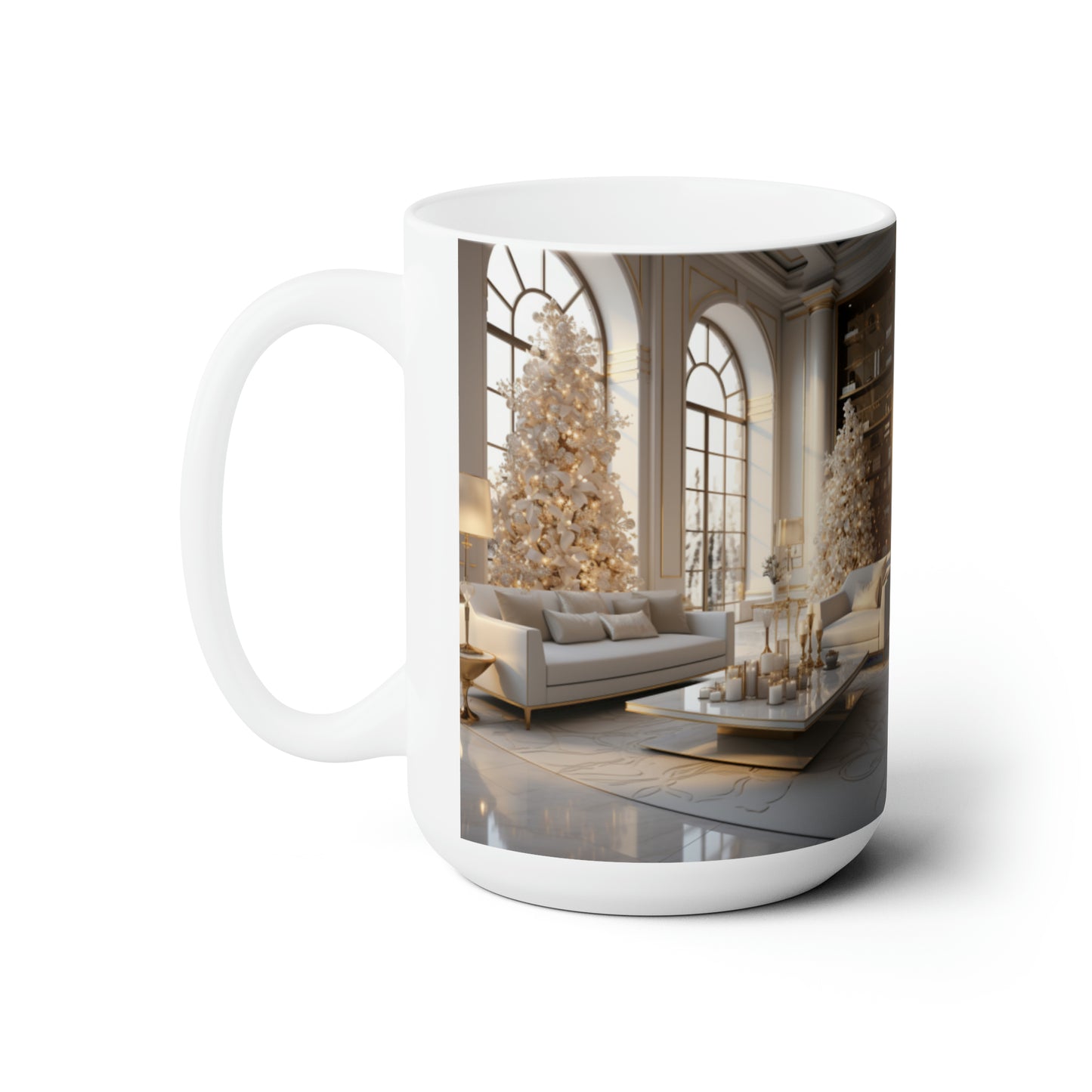 Elegance in Gold & White Holiday Mug15oz