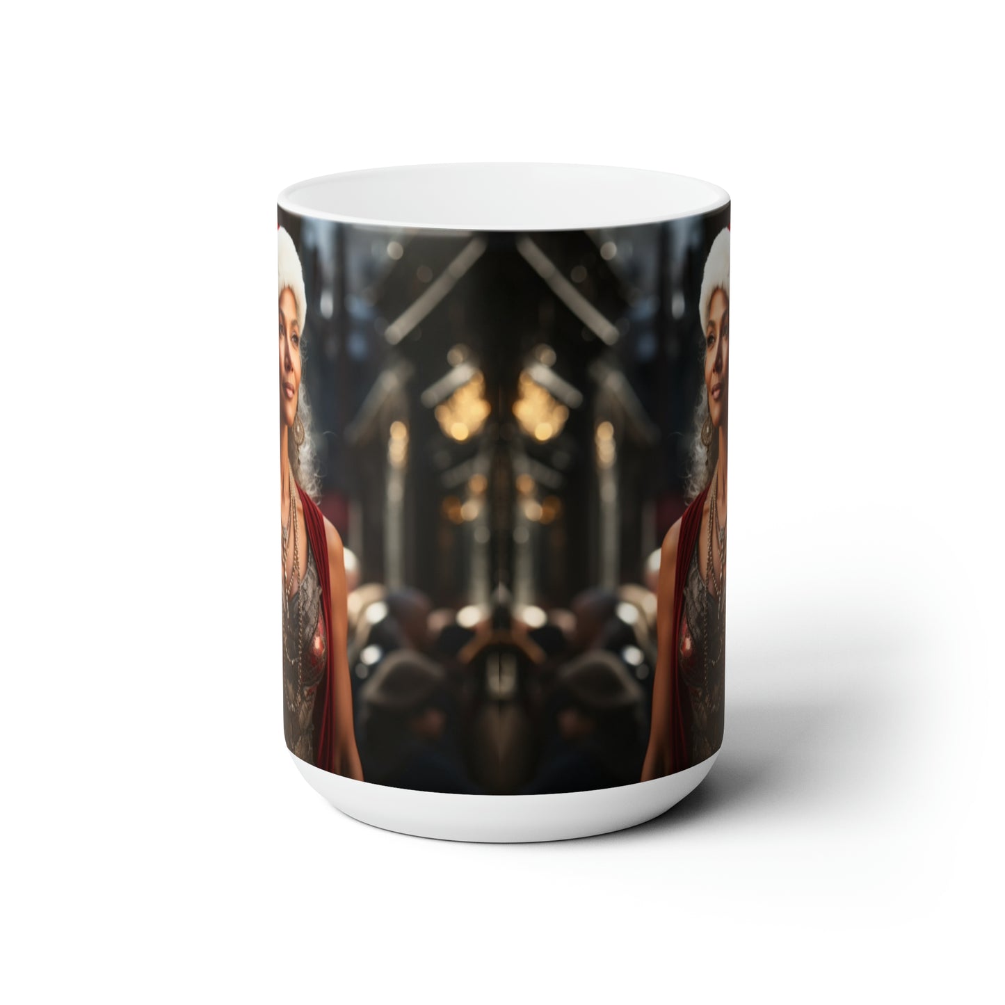 Queen Claus White Ceramic Holiday Mug 15oz
