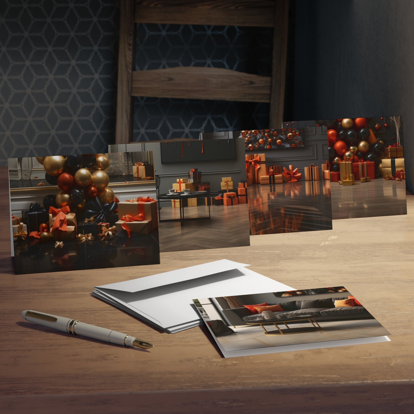 Euphoric Elegance: Vibrant Holiday Greeting Card Set (5-Pack)