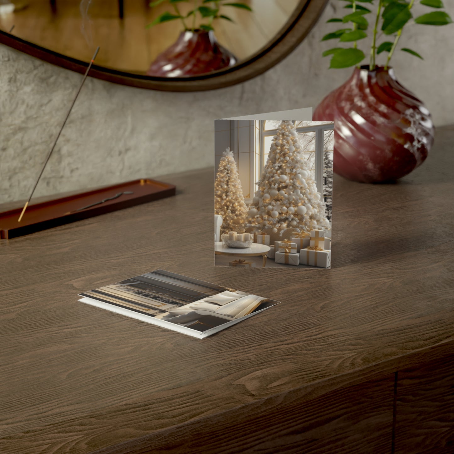 Elegance in Gold & White Christmas Notecards (1, 10, 30, and 50pcs)