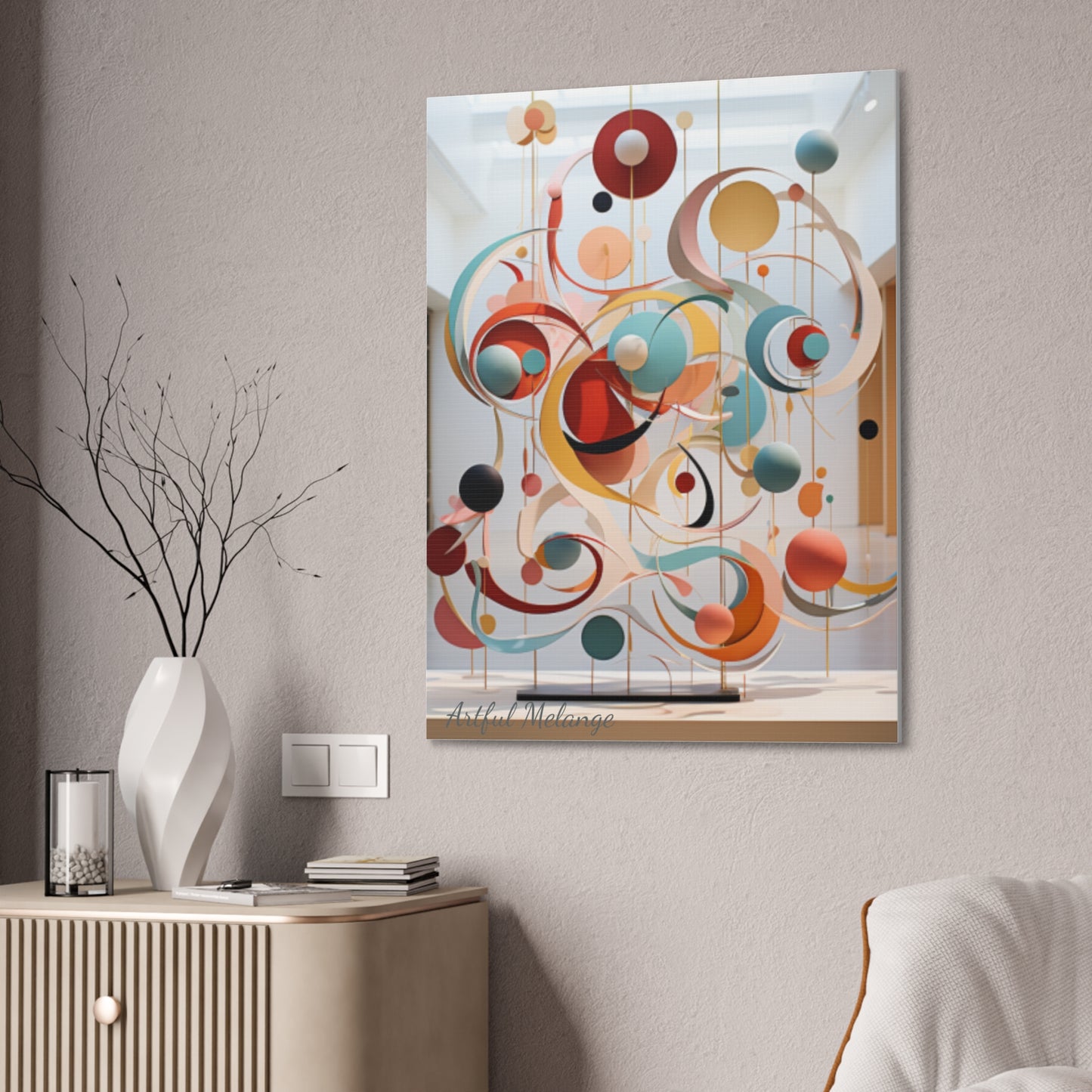 Harmony in Cyan and Peach- Graphic Print