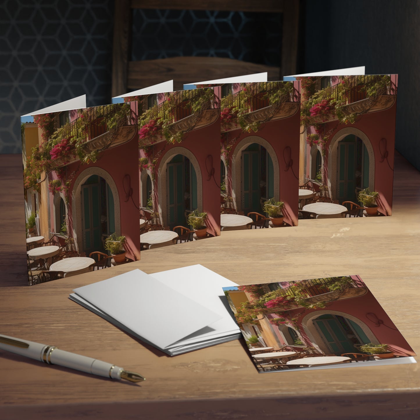 Italian Hillside Scene Design Note Cards (5-Pack)