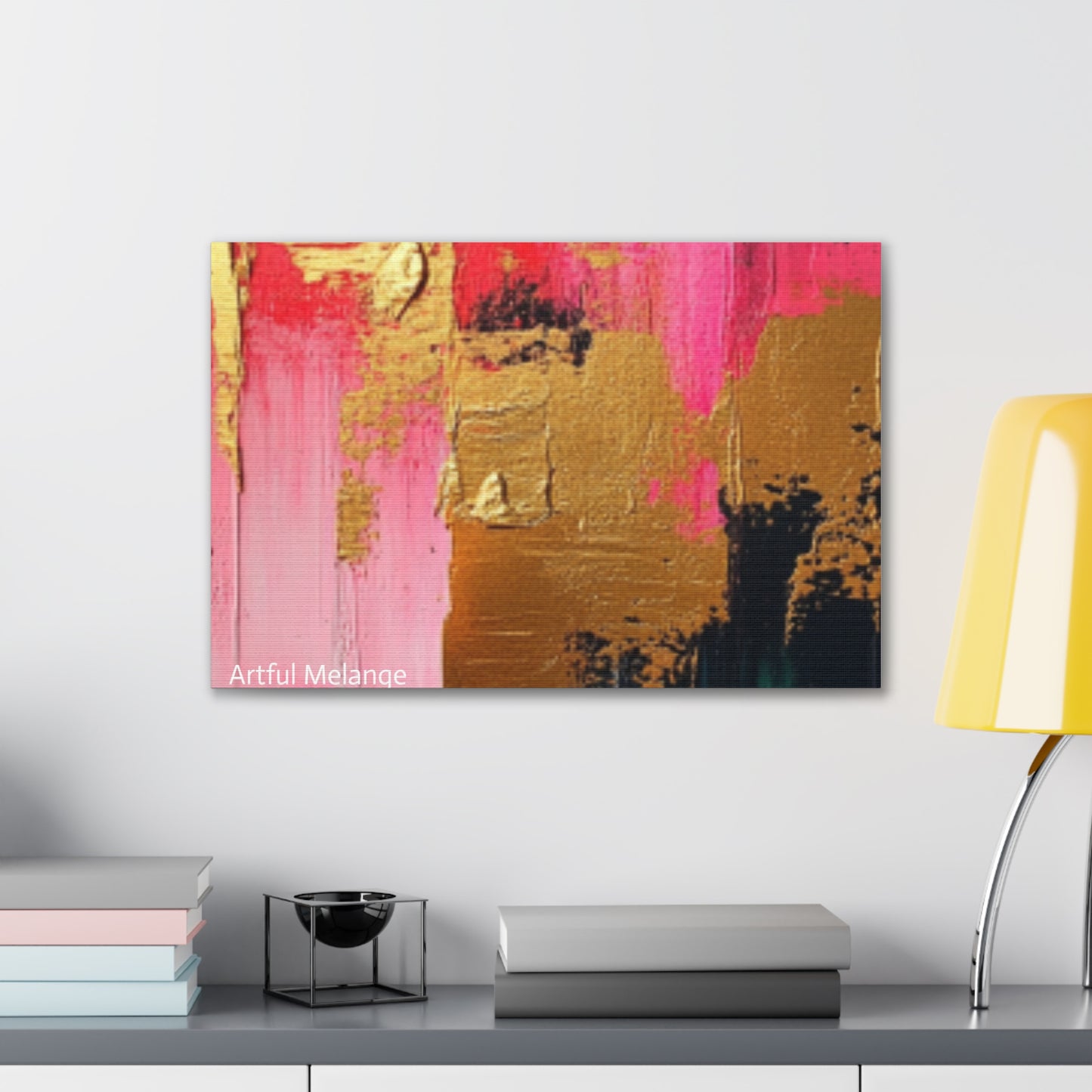 Acrylic Abstract Canvas Print - Homage to the Divine Nine/Pink Green Black and Gold 4