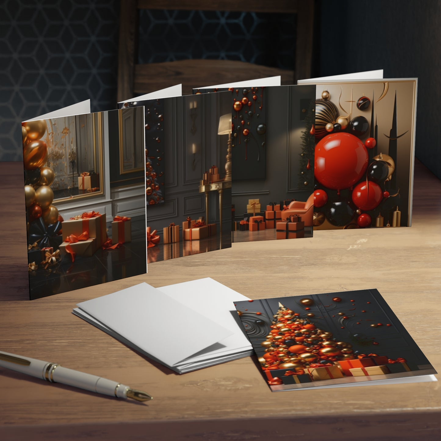 Euphoric Elegance: Vibrant Holiday Greeting Card Set (5-Pack)