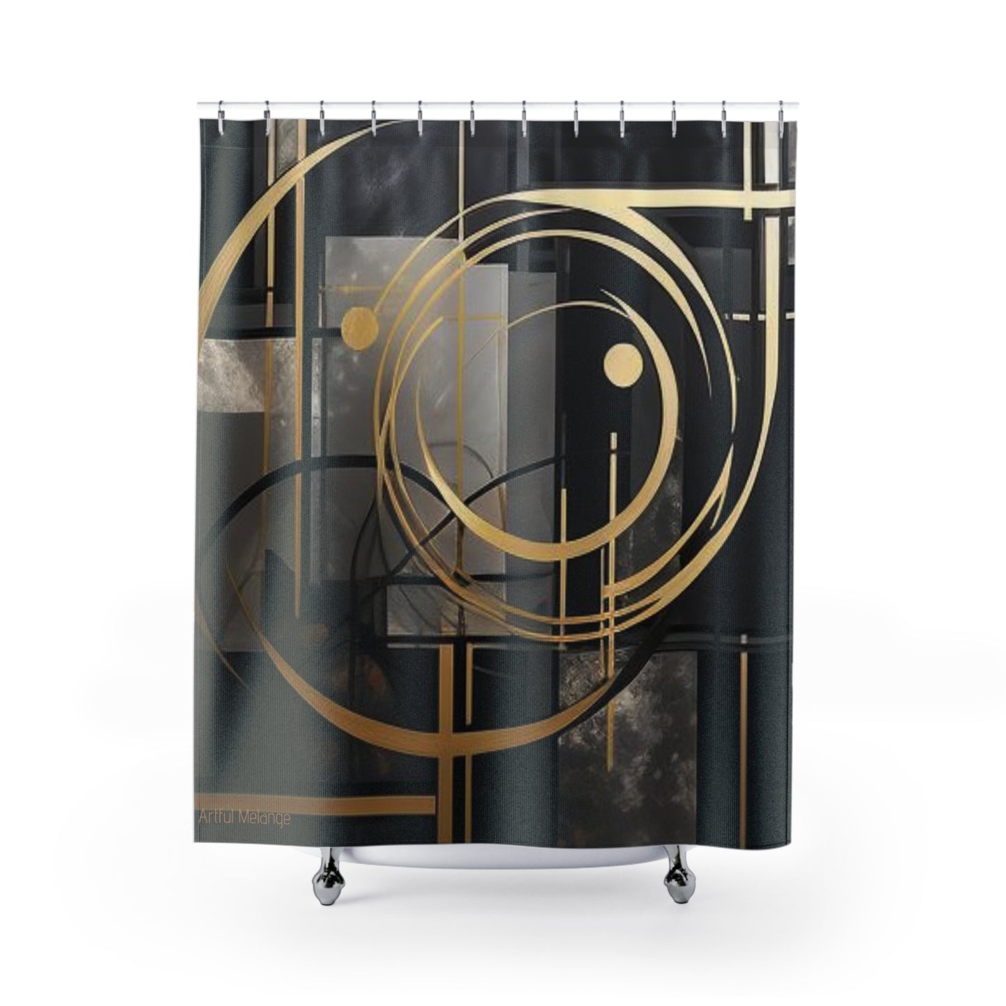 Canvas Cascade: Abstract Acrylic Art Shower Curtain Collection