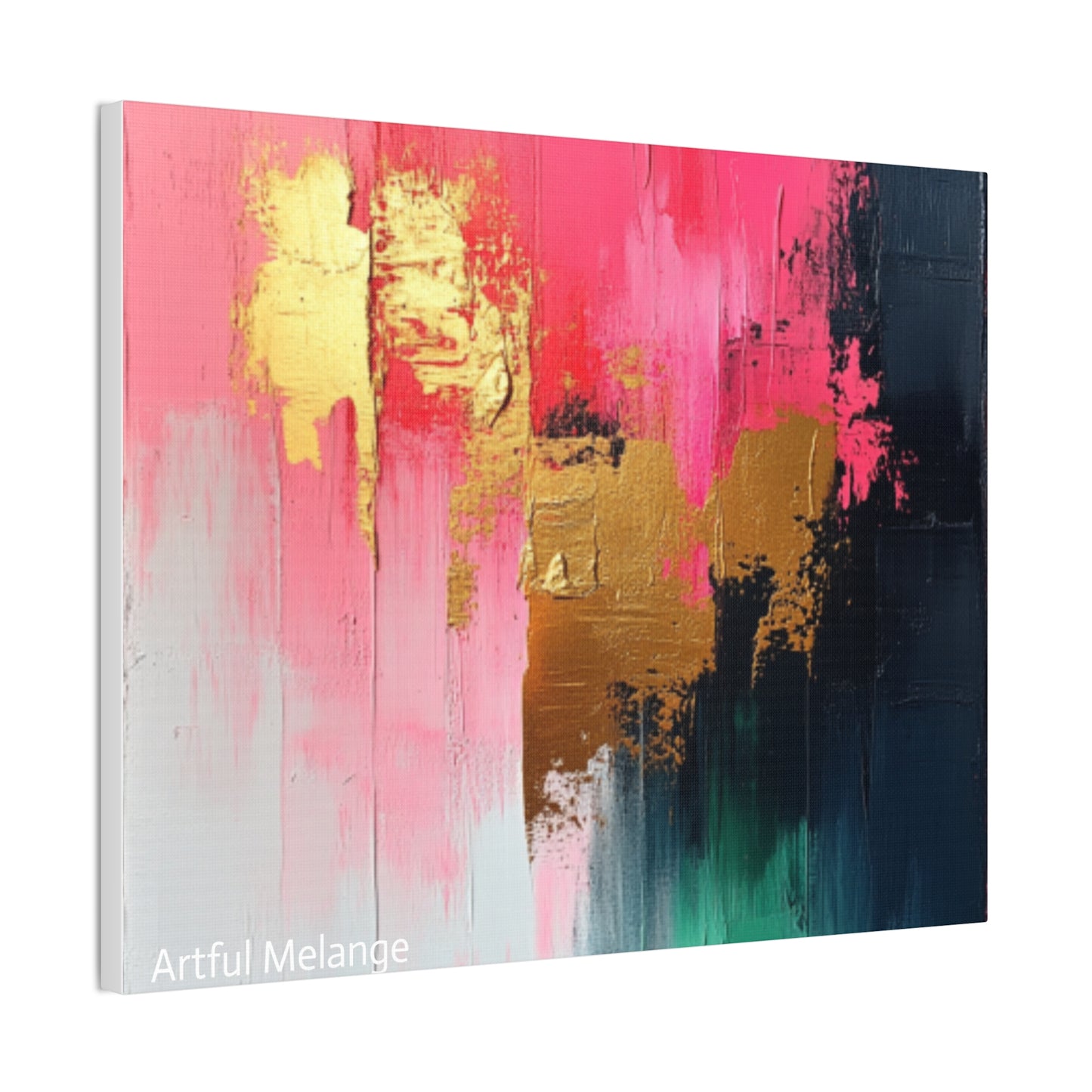 Acrylic Abstract Canvas Print - Homage to the Divine Nine/Pink Green Black and Gold 4