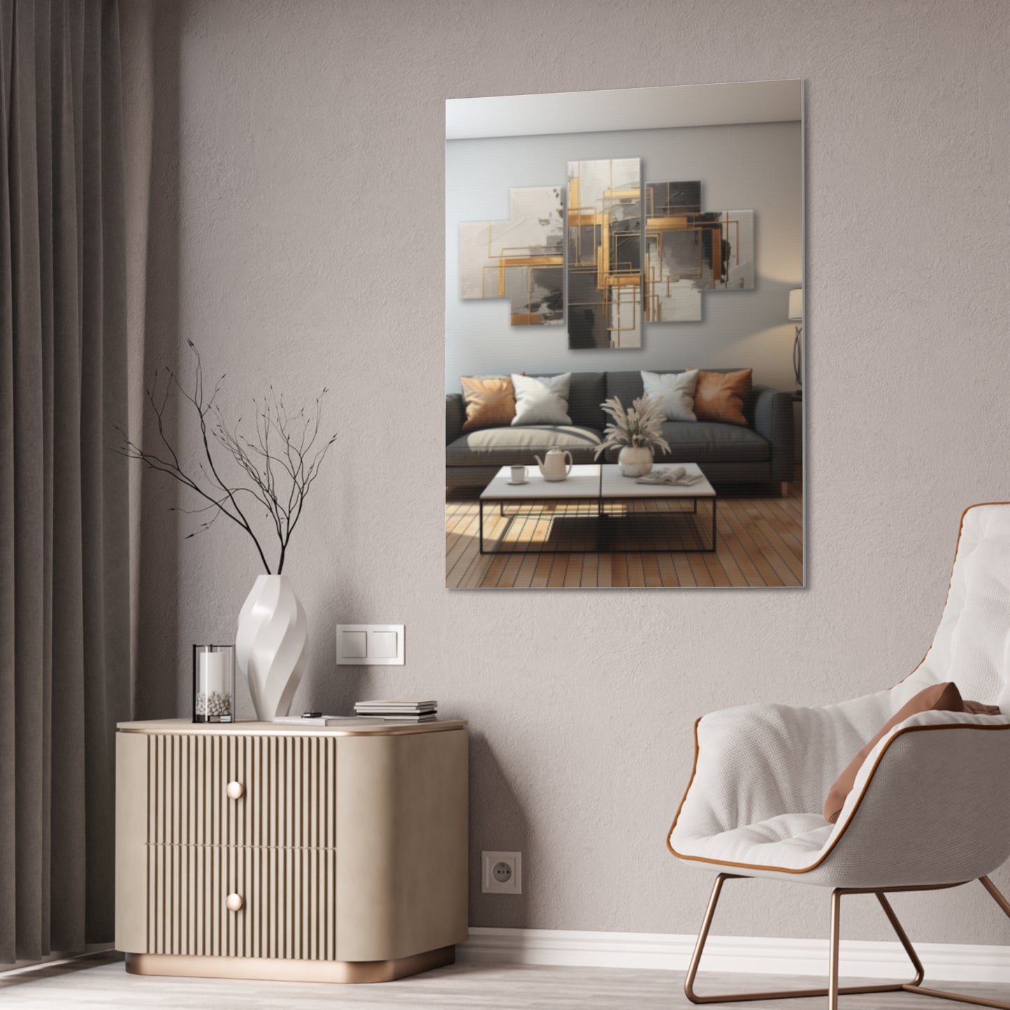 Gold and Black Elegance: A Symphony of Sophistication Canvas Print