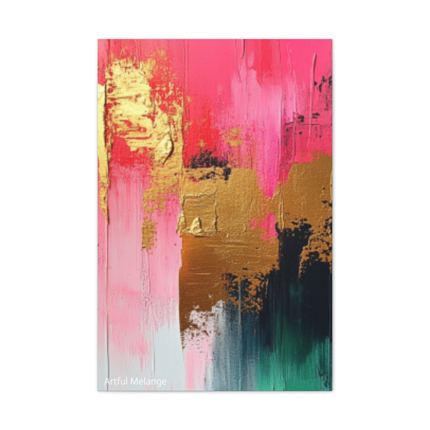Acrylic Abstract Canvas Print - Homage to the Divine Nine/Pink Green Black and Gold 4