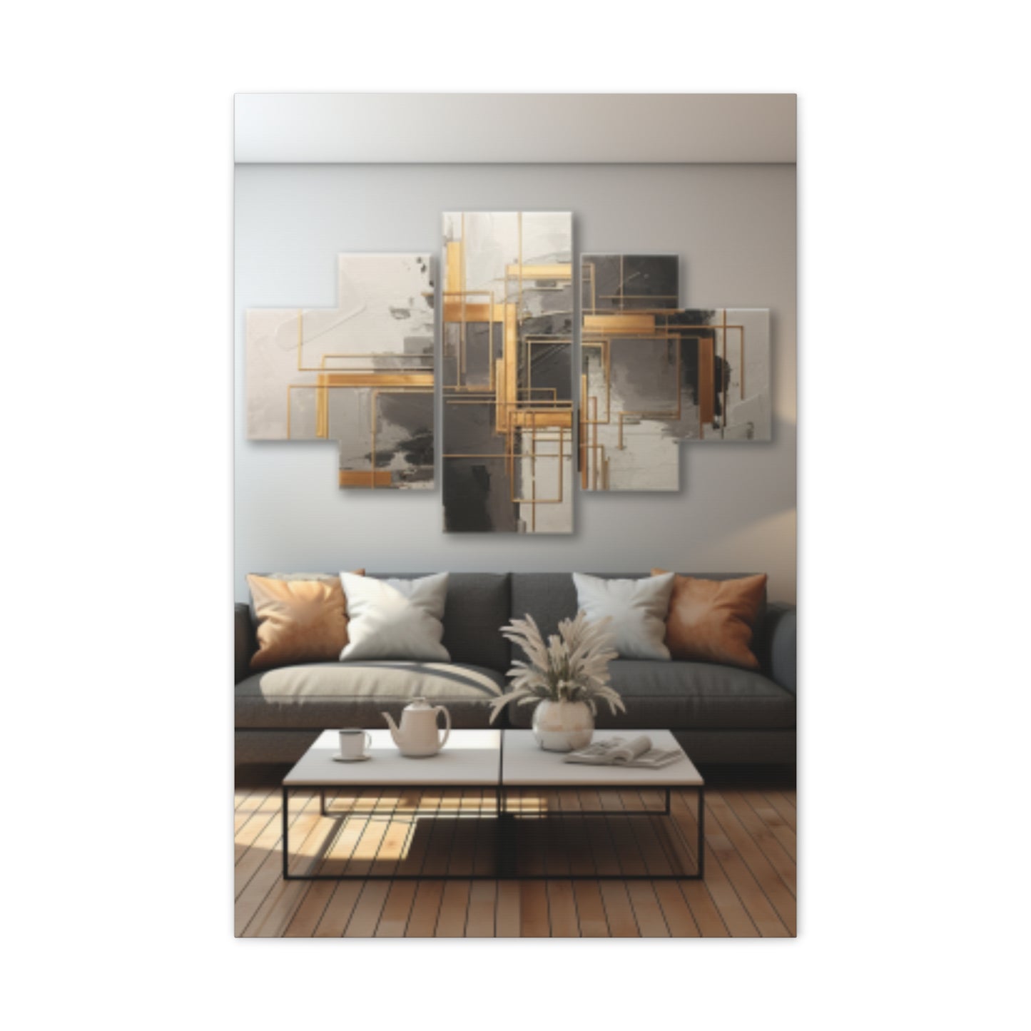 Gold and Black Elegance: A Symphony of Sophistication Canvas Print