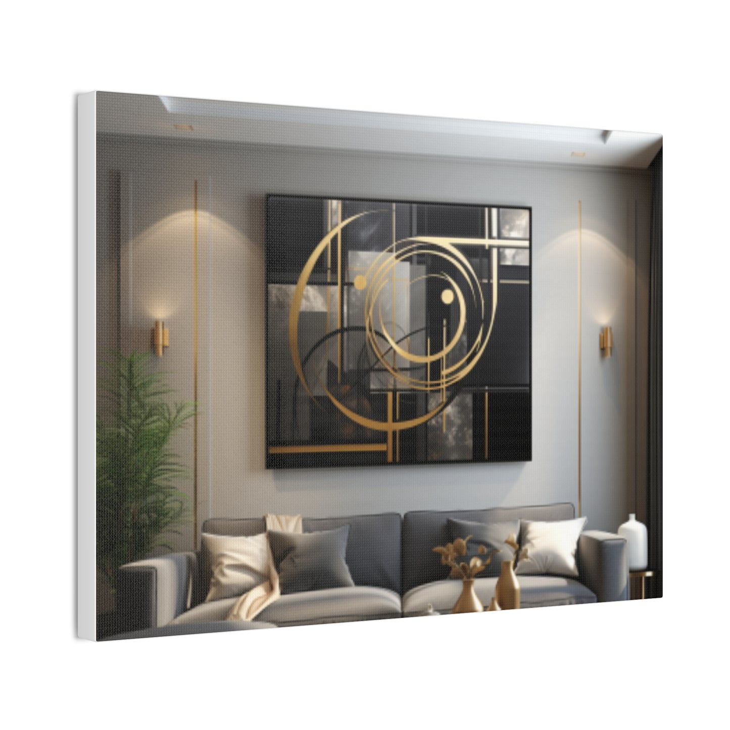 Gold and Black Elegance: A Symphony of Sophistication Canvas Print