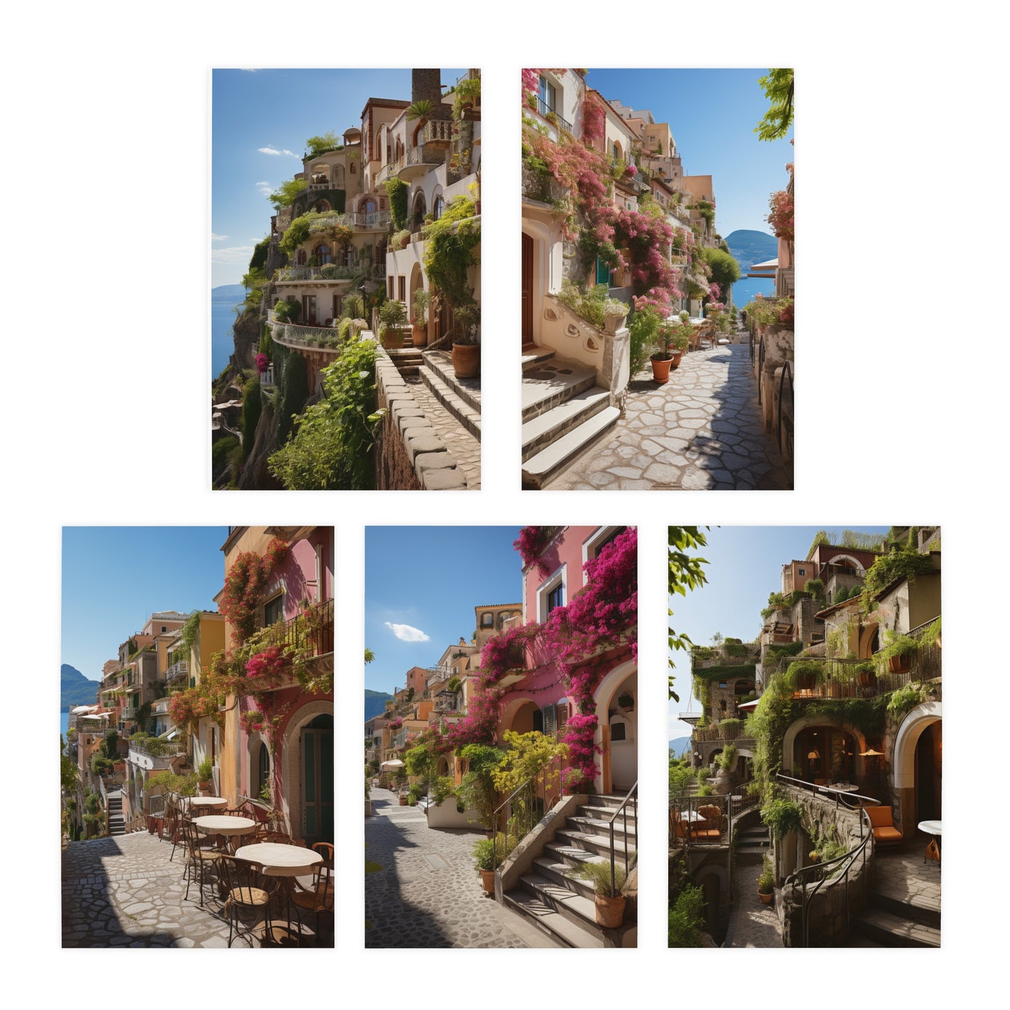 Italian Hillside Scene Multi-Design Note Cards (5-Pack)