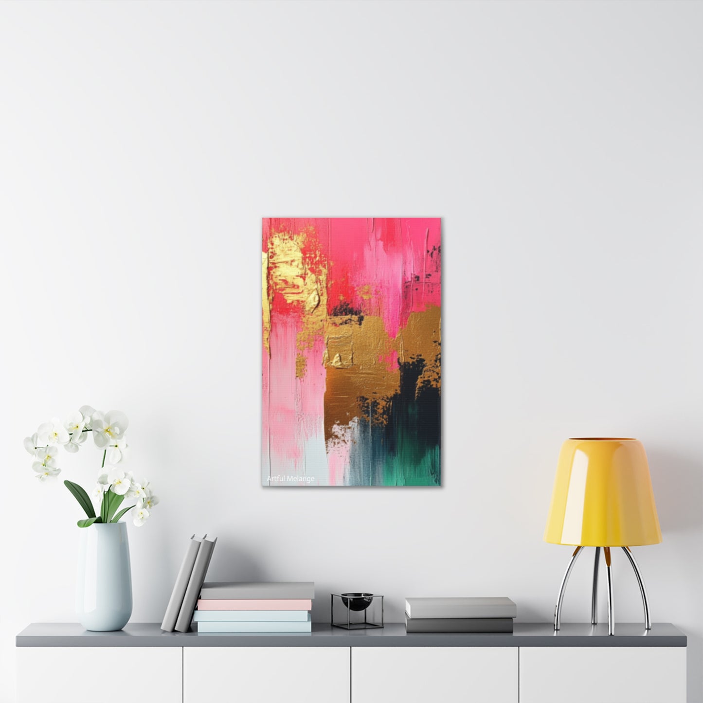 Acrylic Abstract Canvas Print - Homage to the Divine Nine/Pink Green Black and Gold 4