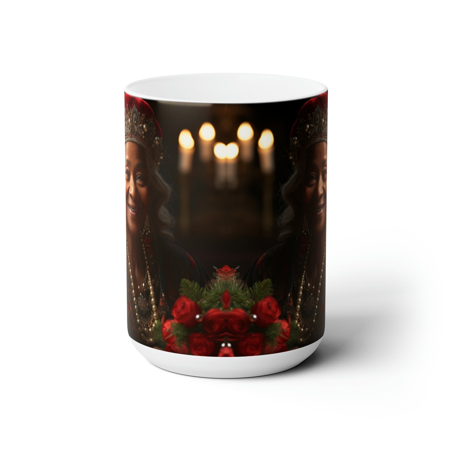 Queen Claus White Ceramic Holiday Mug 15oz