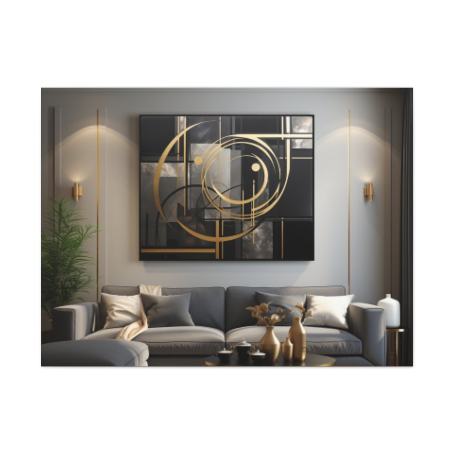 Gold and Black Elegance: A Symphony of Sophistication Canvas Print