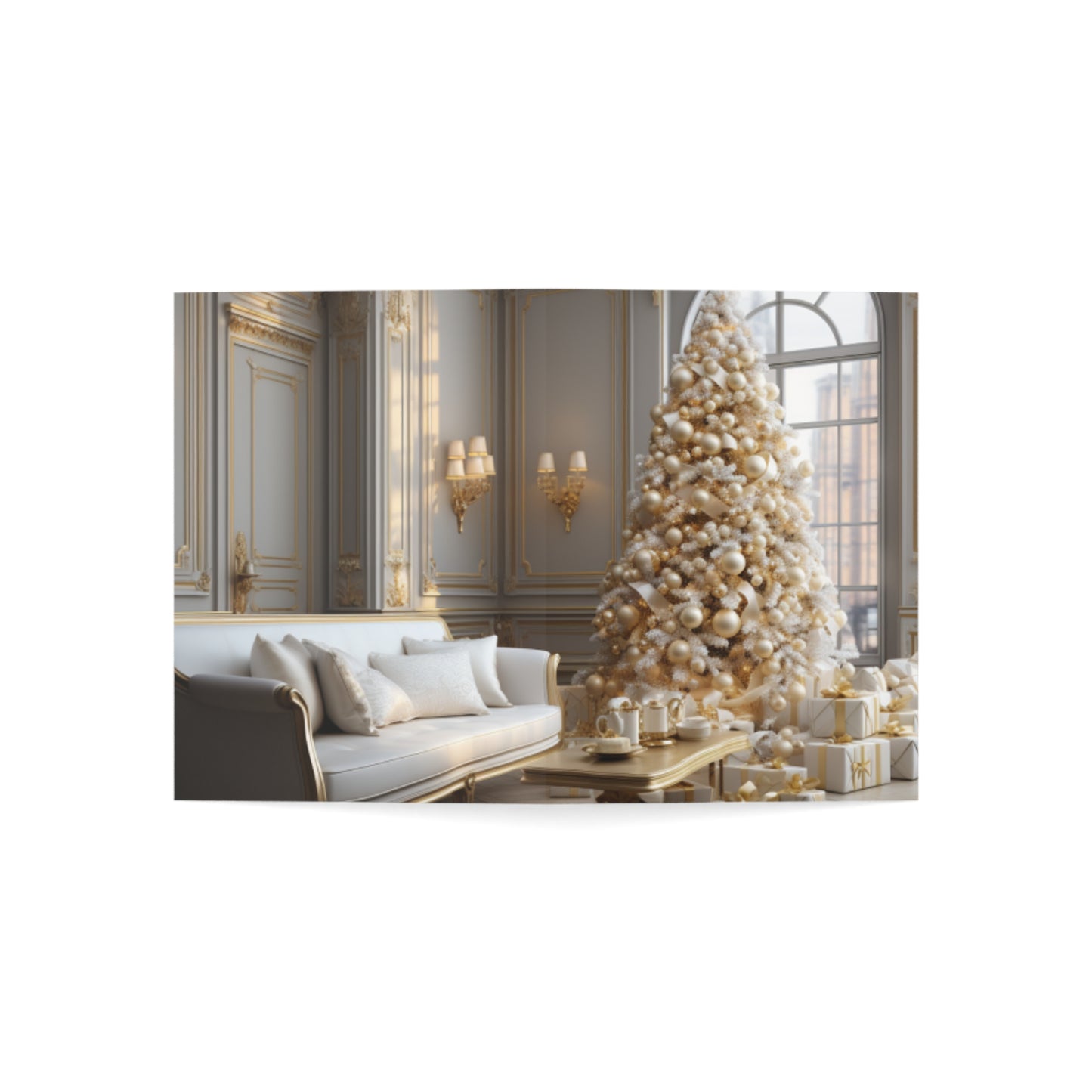 Elegance in Gold & White Christmas Notecards (1, 10, 30, and 50pcs)
