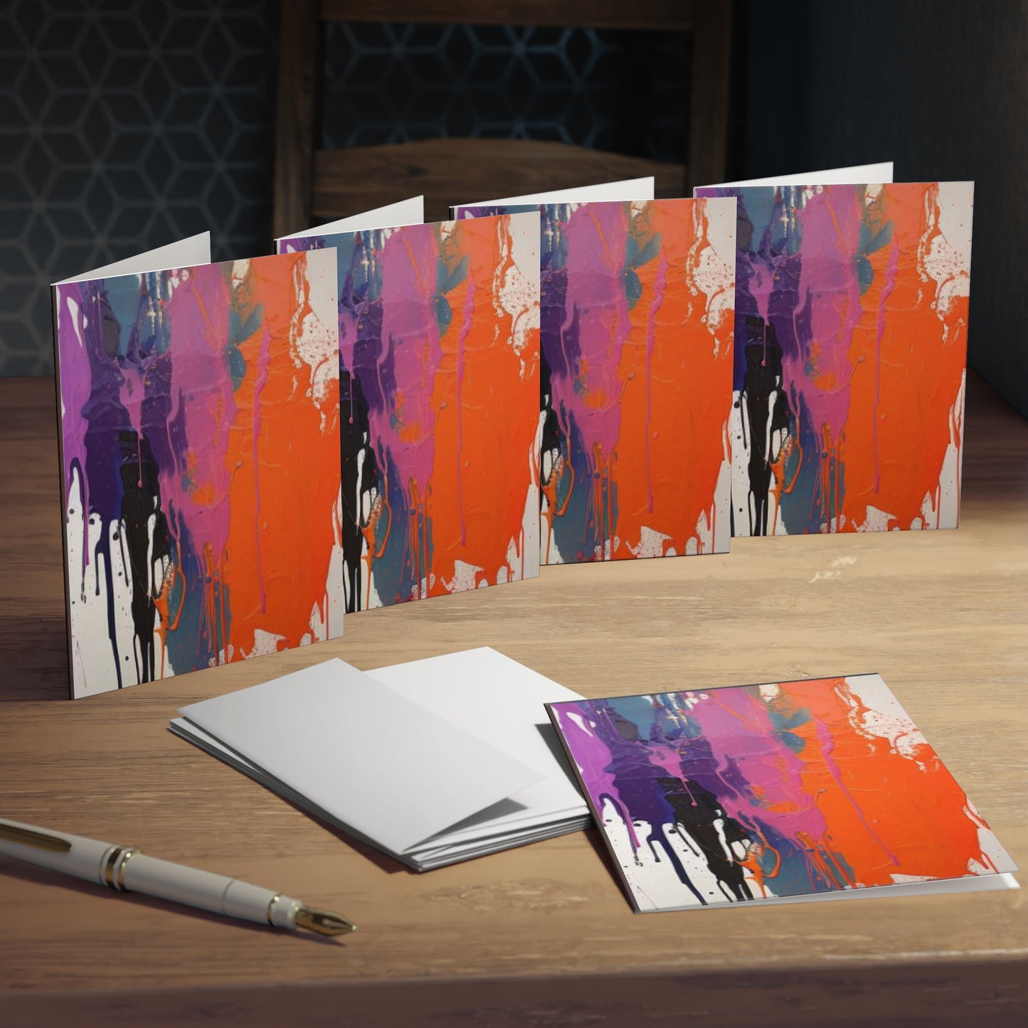 Elegance in Ink: Abstract Art Note Card Set(5-Pack)