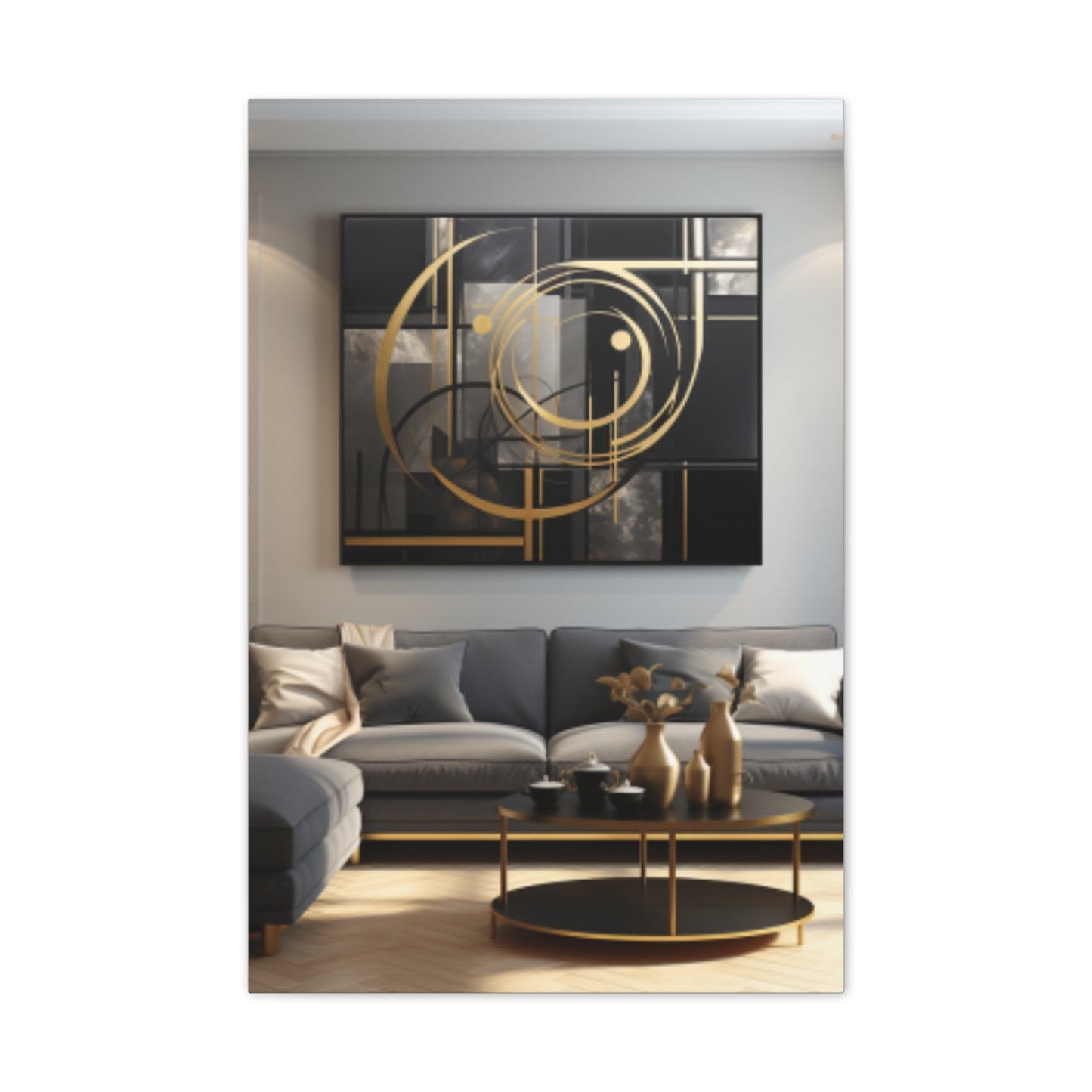 Gold and Black Elegance: A Symphony of Sophistication Canvas Print