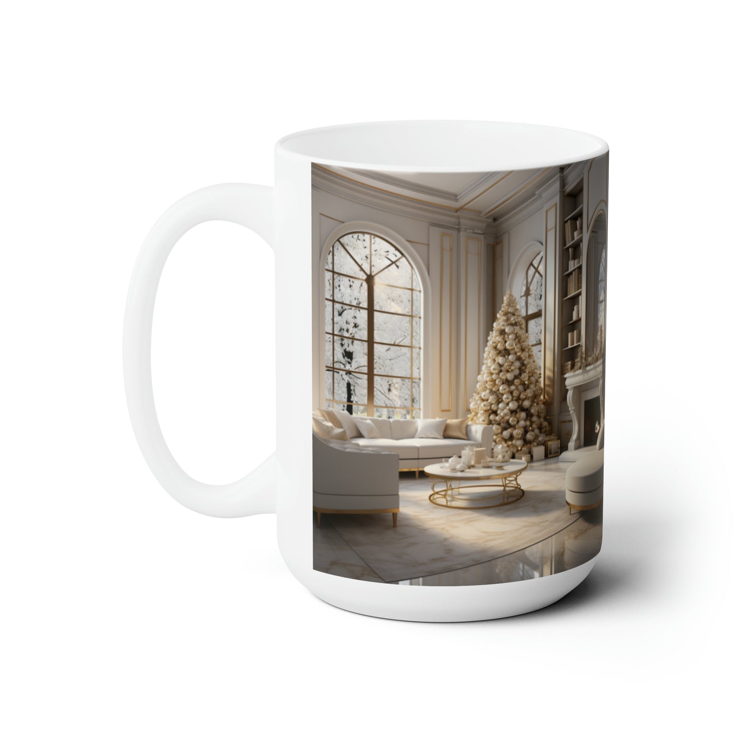 Elegance in Gold & White Holiday Mug15oz