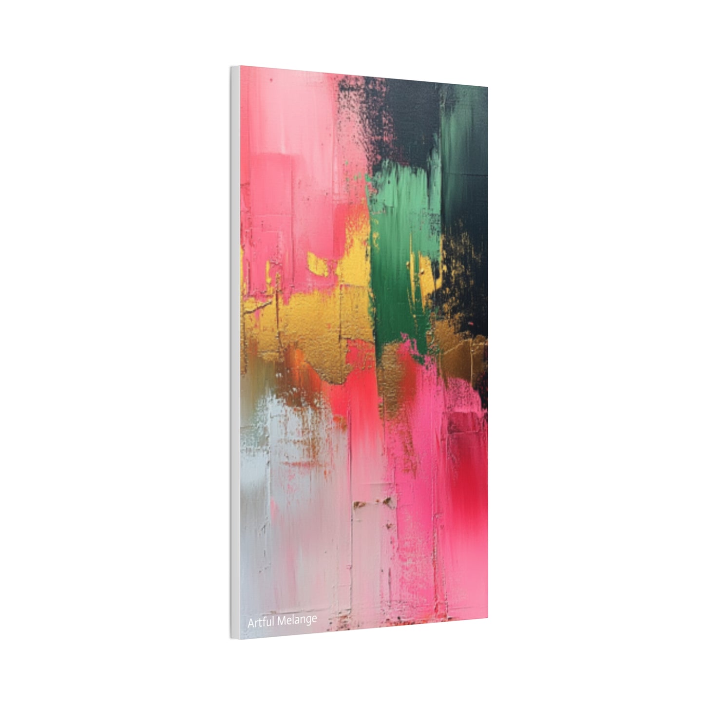 Acrylic Abstract Canvas Print - Homage to the Divine Nine/Pink Green Black and Gold 2