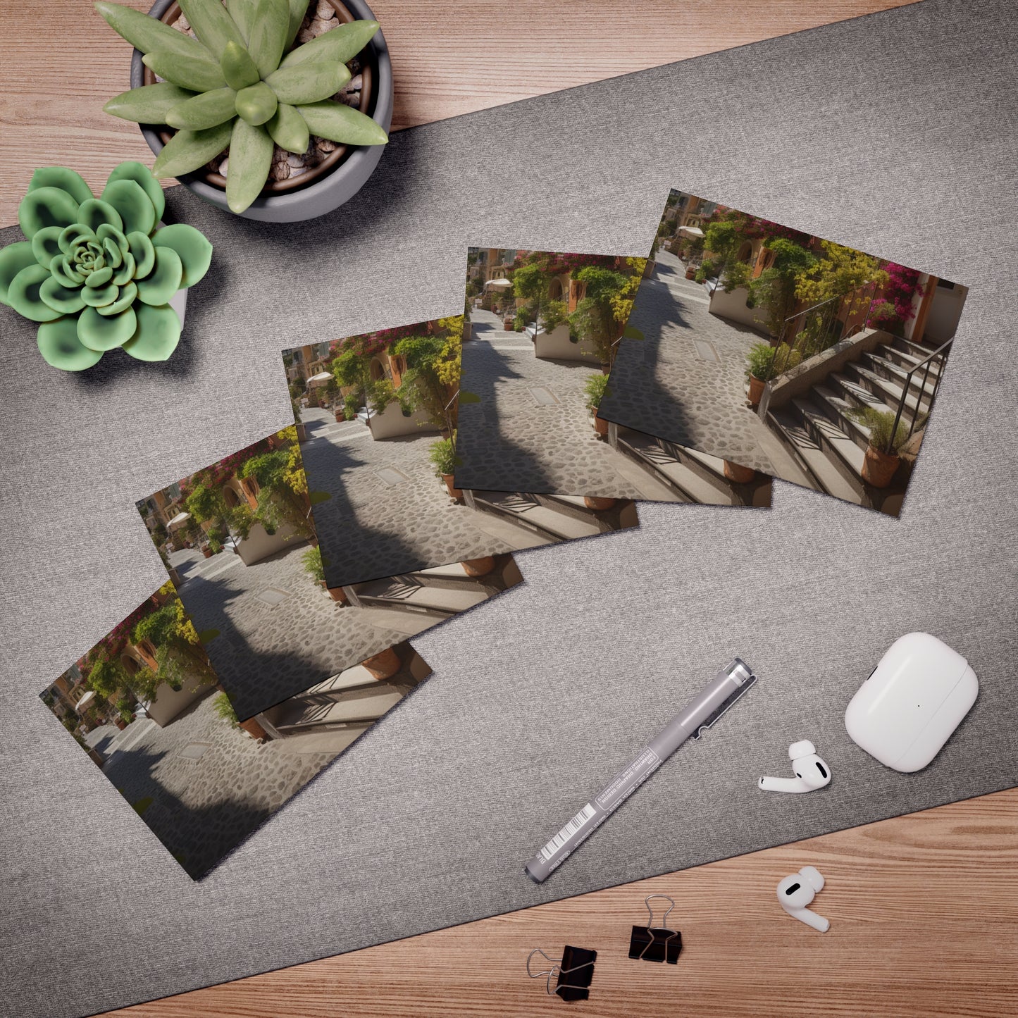 Italian Hillside Scene Design Note Cards (5-Pack)