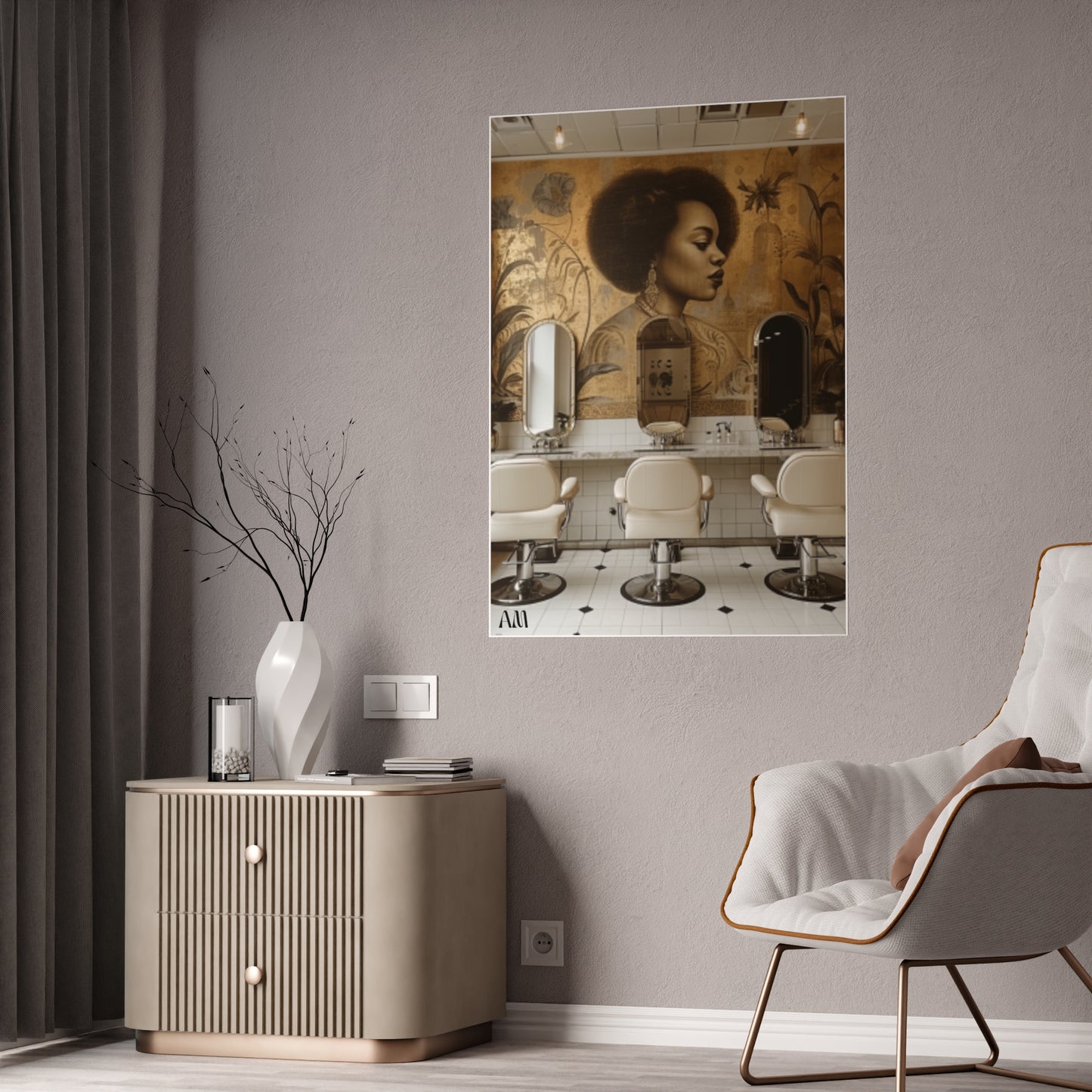 Black Hair Salon Interiors: Poster Prints Celebrating Style