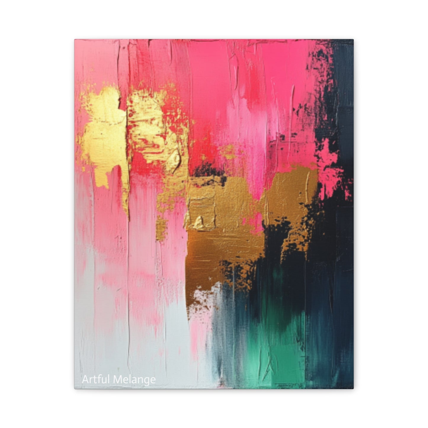 Acrylic Abstract Canvas Print - Homage to the Divine Nine/Pink Green Black and Gold 4