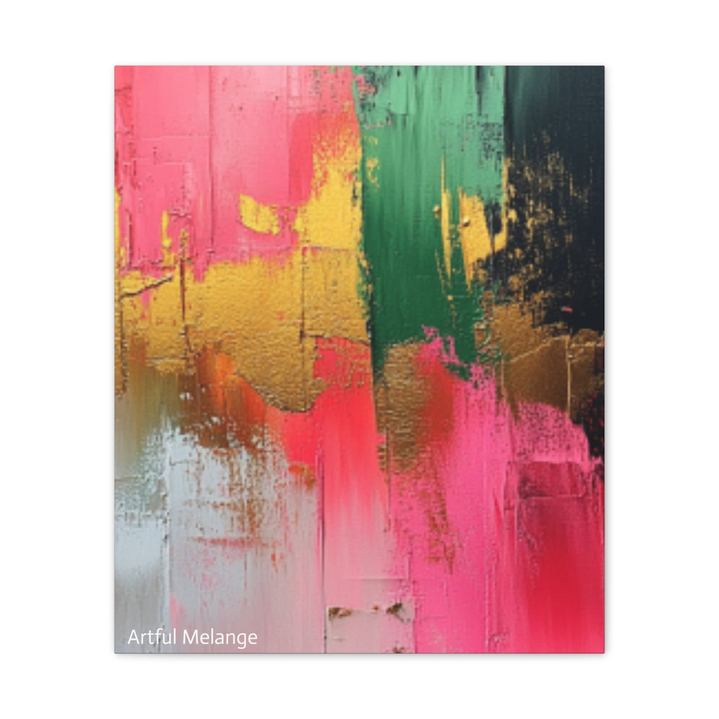 Acrylic Abstract Canvas Print - Homage to the Divine Nine/Pink Green Black and Gold 2