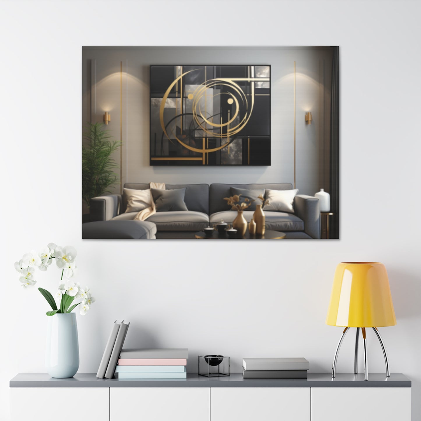 Gold and Black Elegance: A Symphony of Sophistication Canvas Print