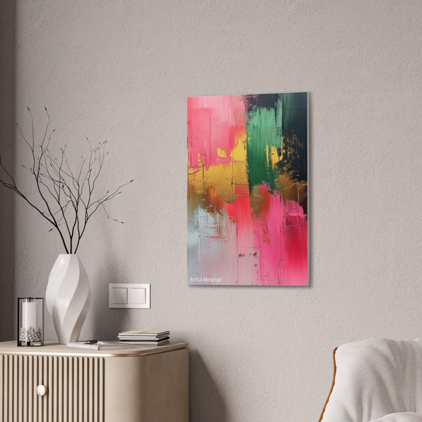 Acrylic Abstract Canvas Print - Homage to the Divine Nine/Pink Green Black and Gold 2