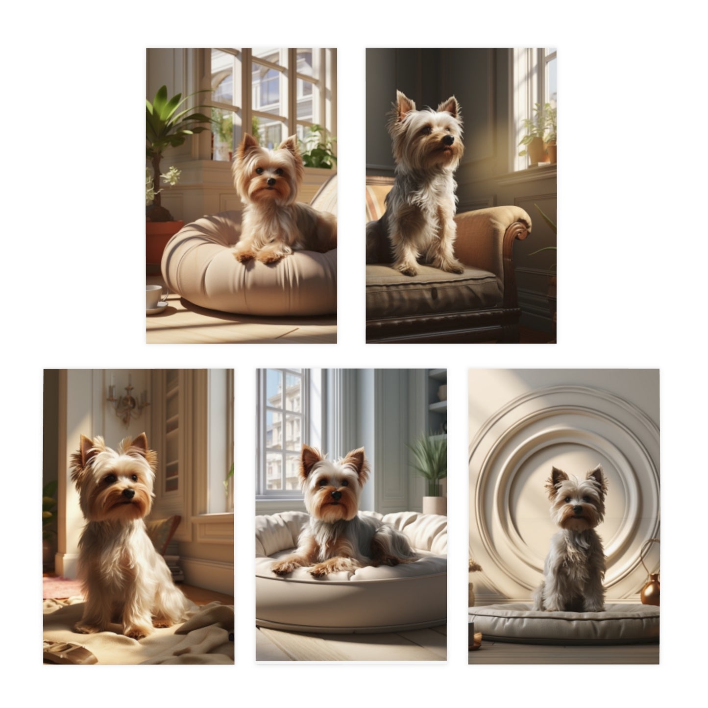 Paws of Authority: Yorkshire Terrier Notecards, Embodying Their Self-Assured Presence(5-Pack)