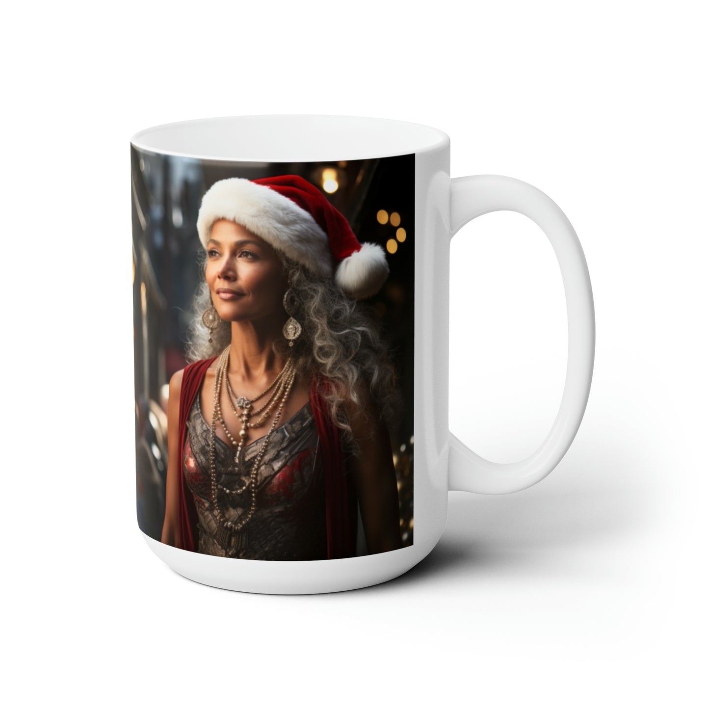Queen Claus White Ceramic Holiday Mug 15oz