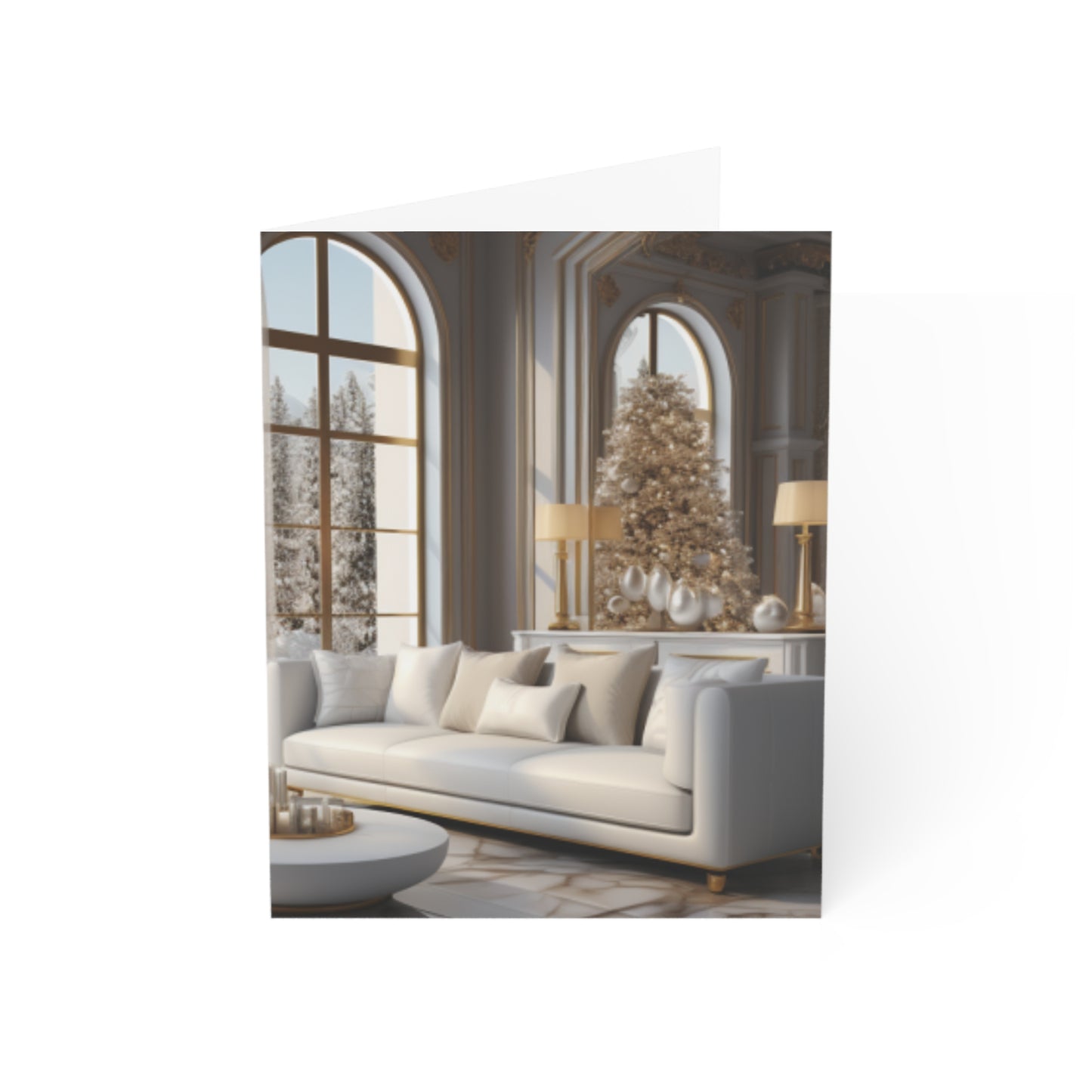 Elegance in Gold & White Christmas Notecards (1, 10, 30, and 50pcs)