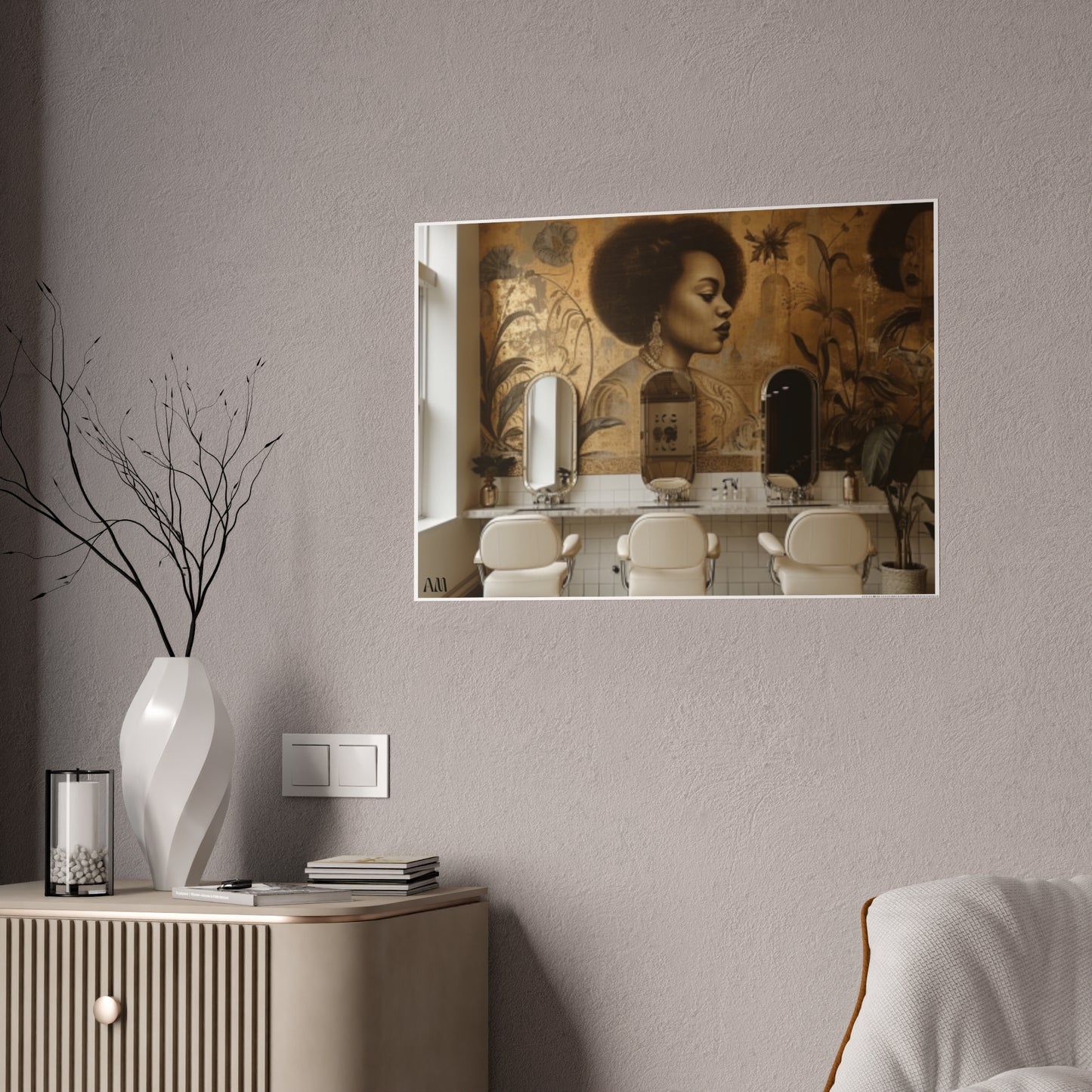 Black Hair Salon Interiors: Poster Prints Celebrating Style