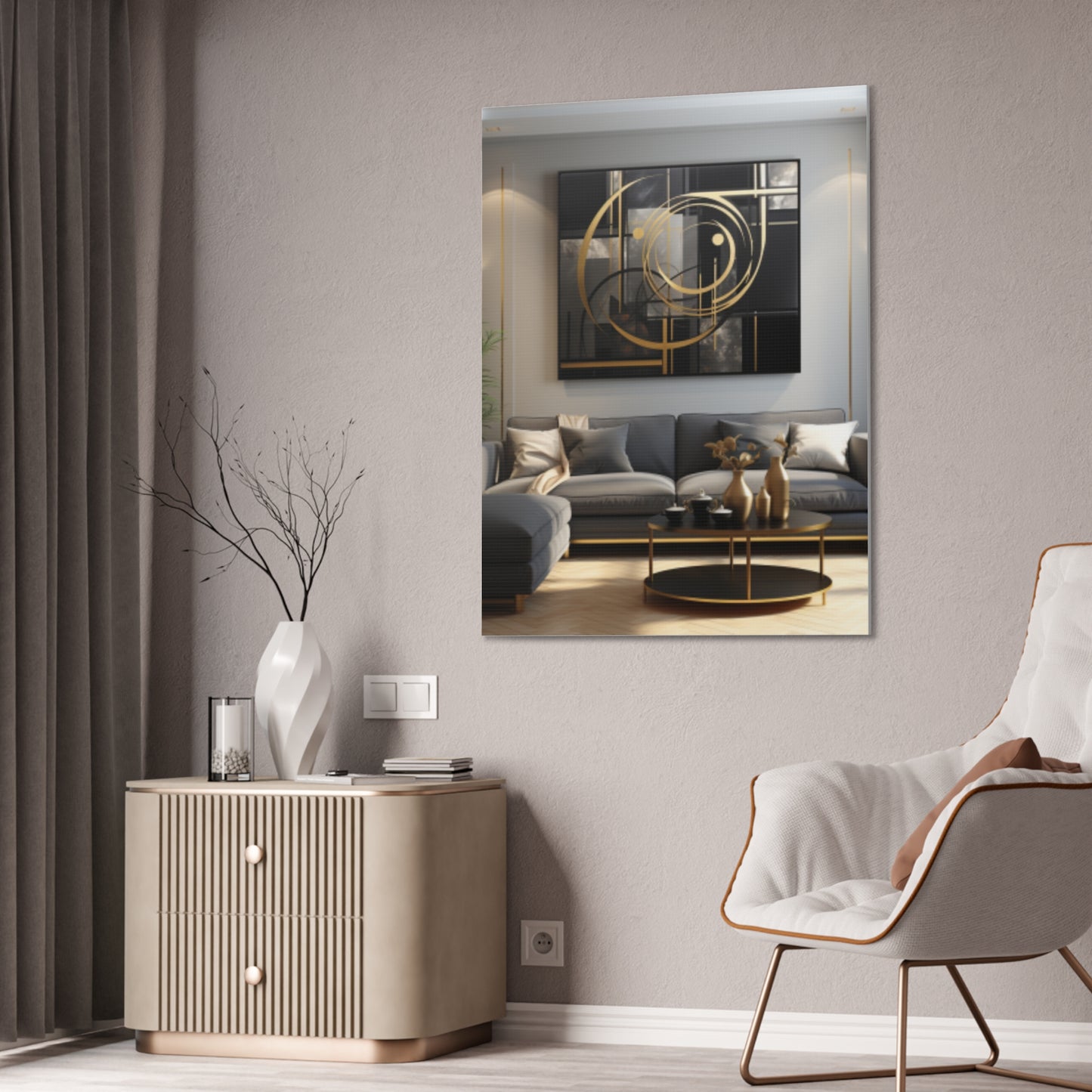 Gold and Black Elegance: A Symphony of Sophistication Canvas Print