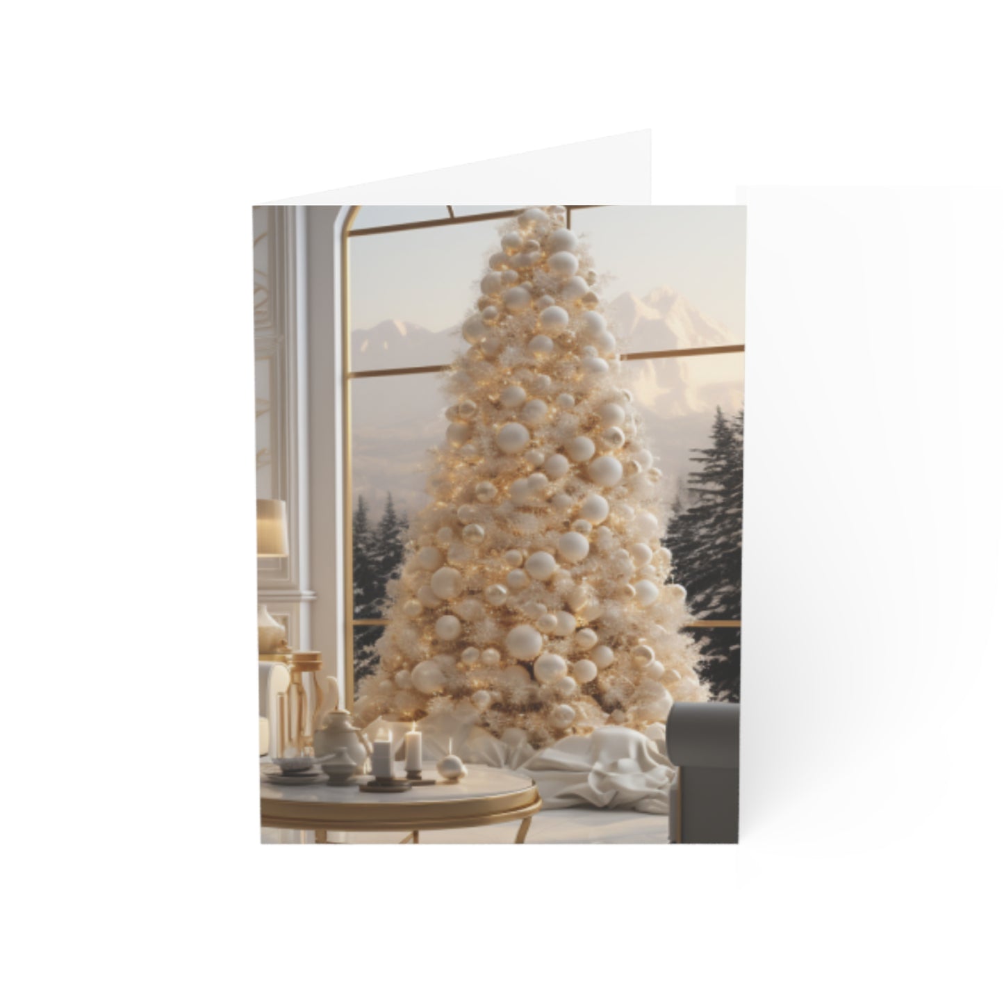 Elegance in Gold & White Christmas Notecards (1, 10, 30, and 50pcs)