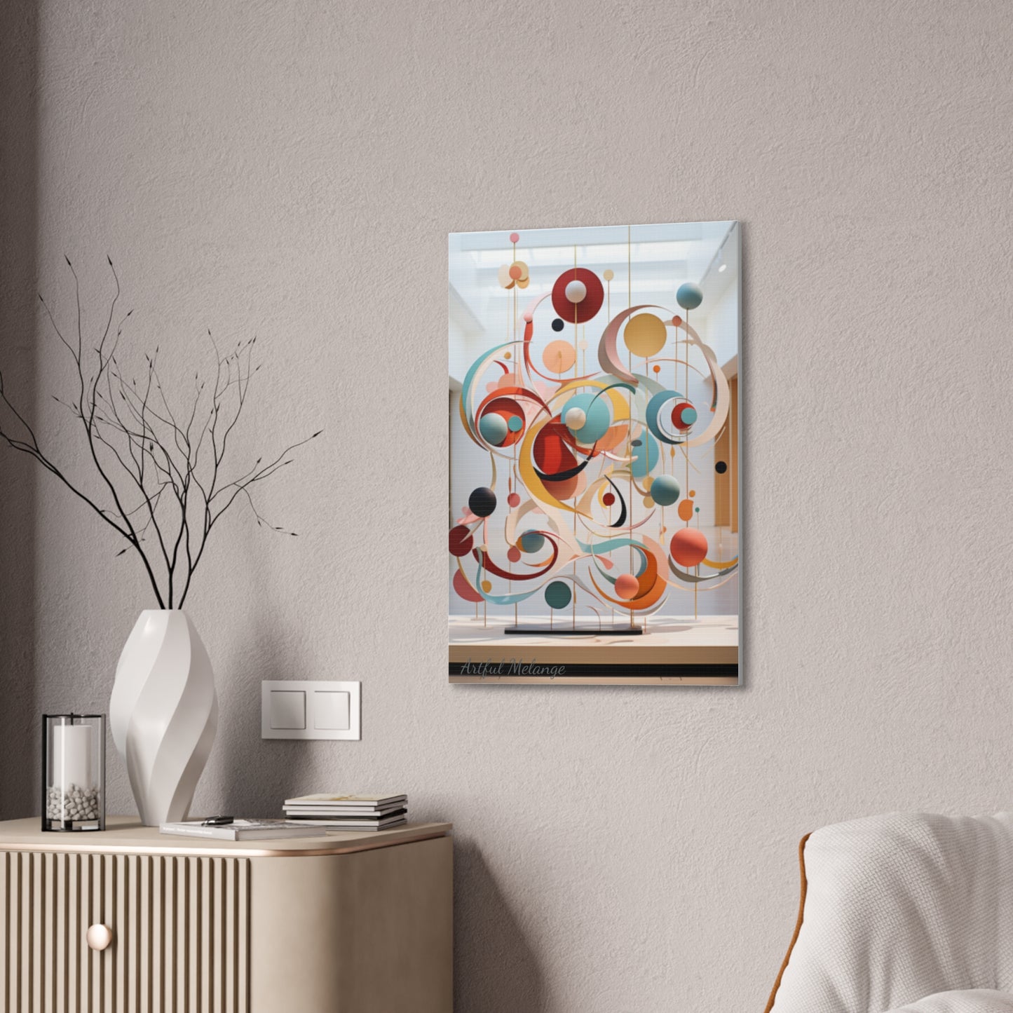 Harmony in Cyan and Peach- Graphic Print
