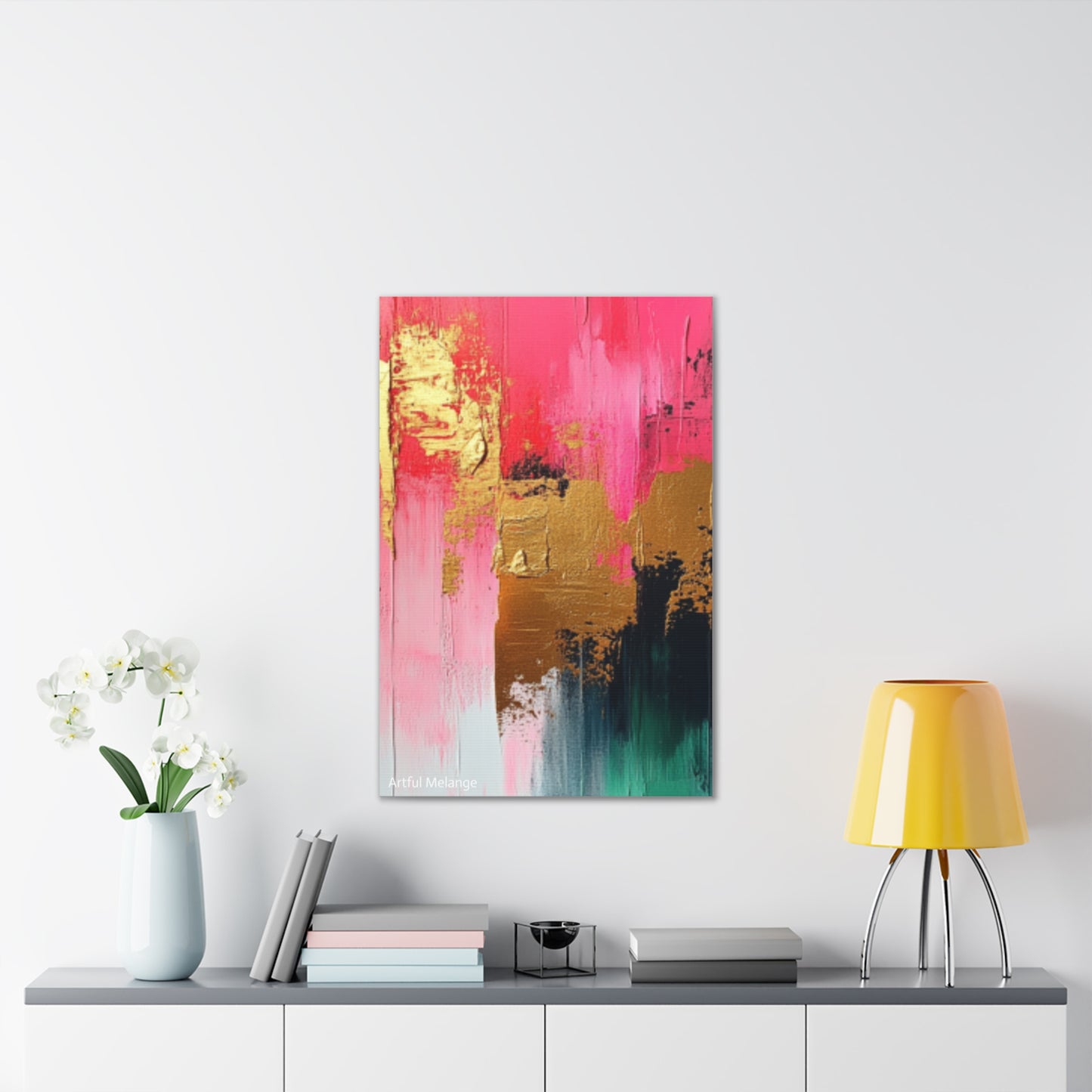 Acrylic Abstract Canvas Print - Homage to the Divine Nine/Pink Green Black and Gold 4