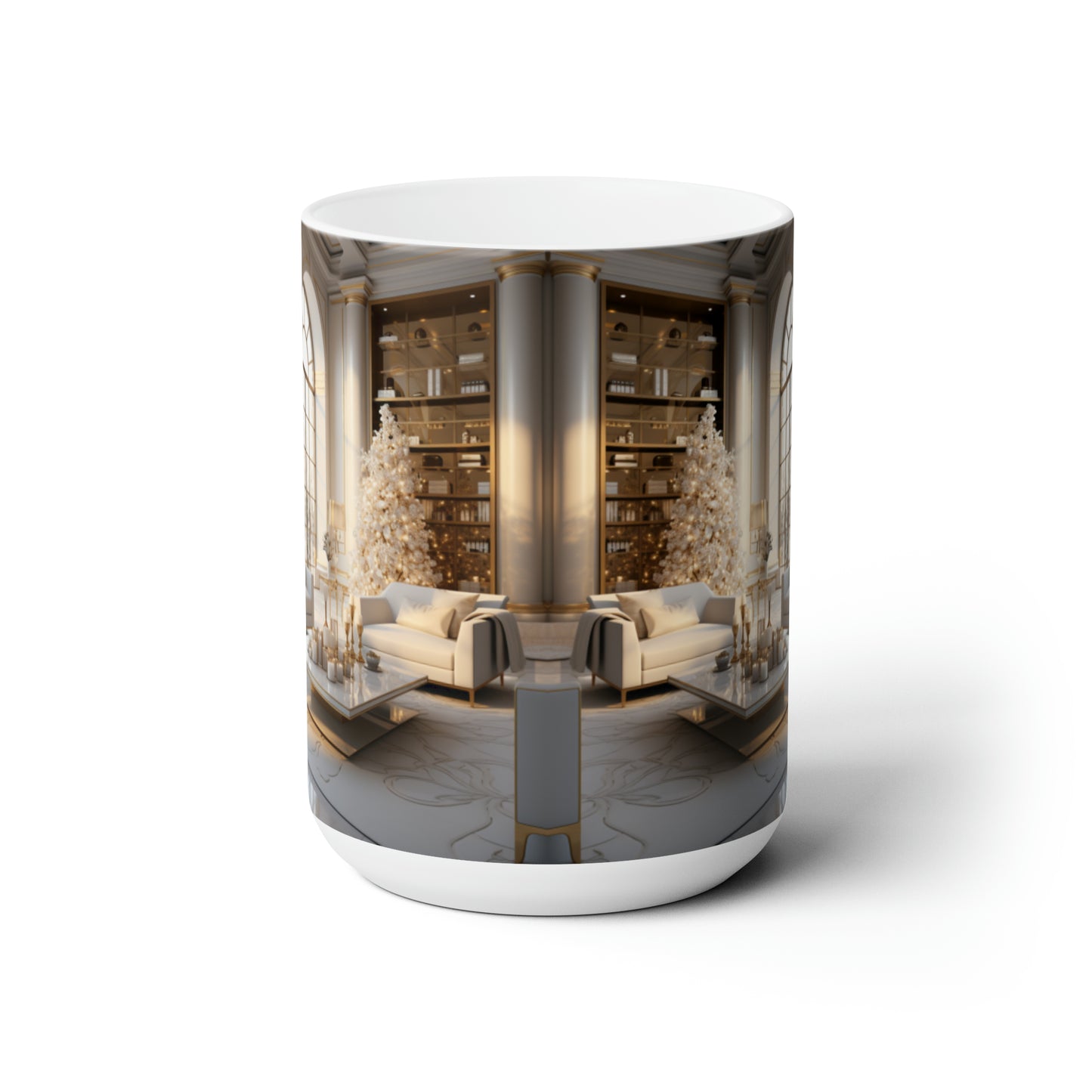 Elegance in Gold & White Holiday Mug15oz