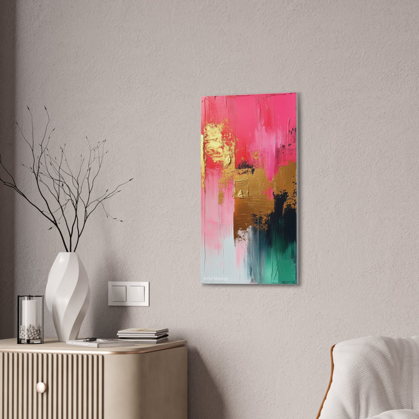 Acrylic Abstract Canvas Print - Homage to the Divine Nine/Pink Green Black and Gold 4